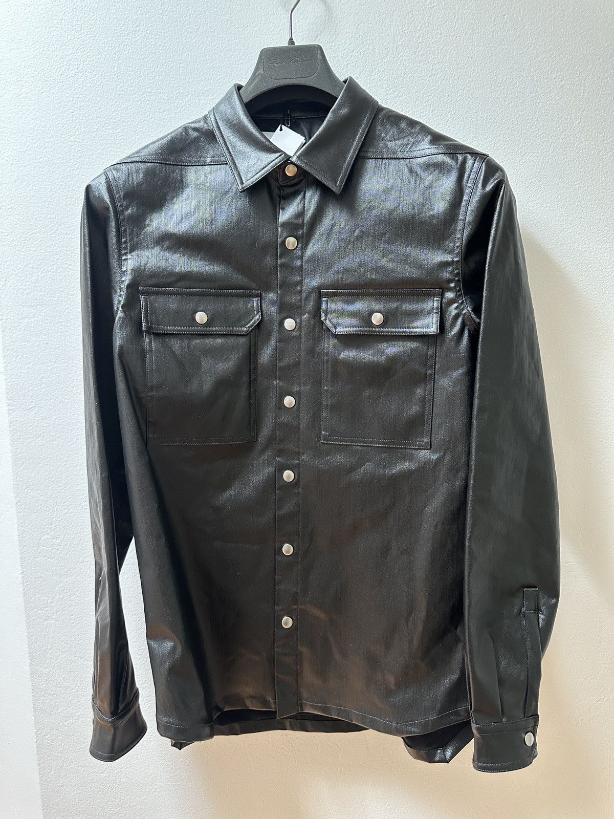 Rick Owens Black Porterville Coated Denim Shirt - 48 Size US M / EU 48-50 / 2 - 1 Thumbnail