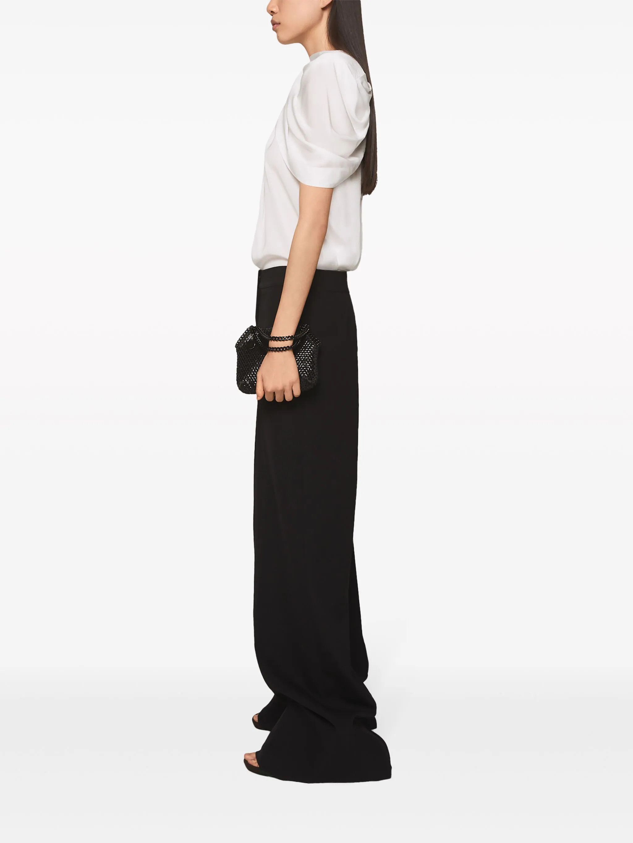 Stella McCartney o1s22i1n1024 Petal Sleeves Satin Blouse in White Size S / US 4 / IT 40 - 2 Thumbnail
