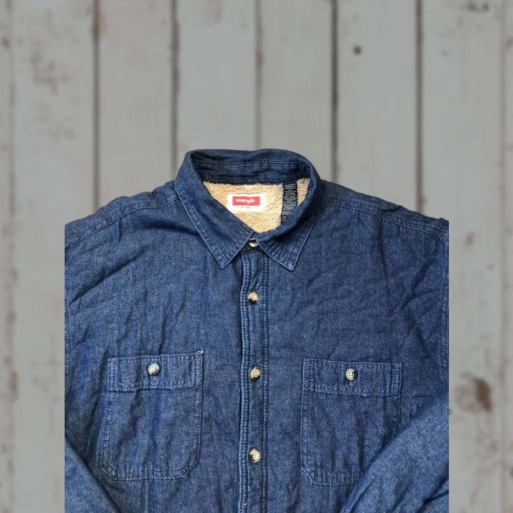 Wrangler VINTAGE Wrangler Jacket Mens XL Blue Sherpa Lined Denim Button Up Western Workwear Cozy Size US XL / EU 56 / 4 - 1 Thumbnail