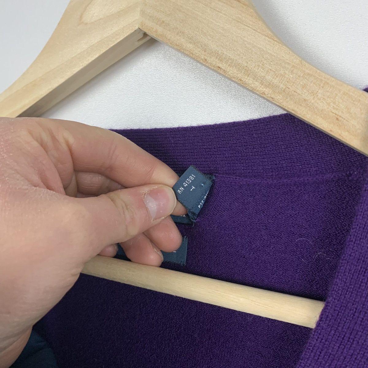 Polo Ralph Lauren Vintage Polo Ralph Lauren Merino Wool Cardigan Purple 90's Size US L / EU 52-54 / 3 - 8 Thumbnail