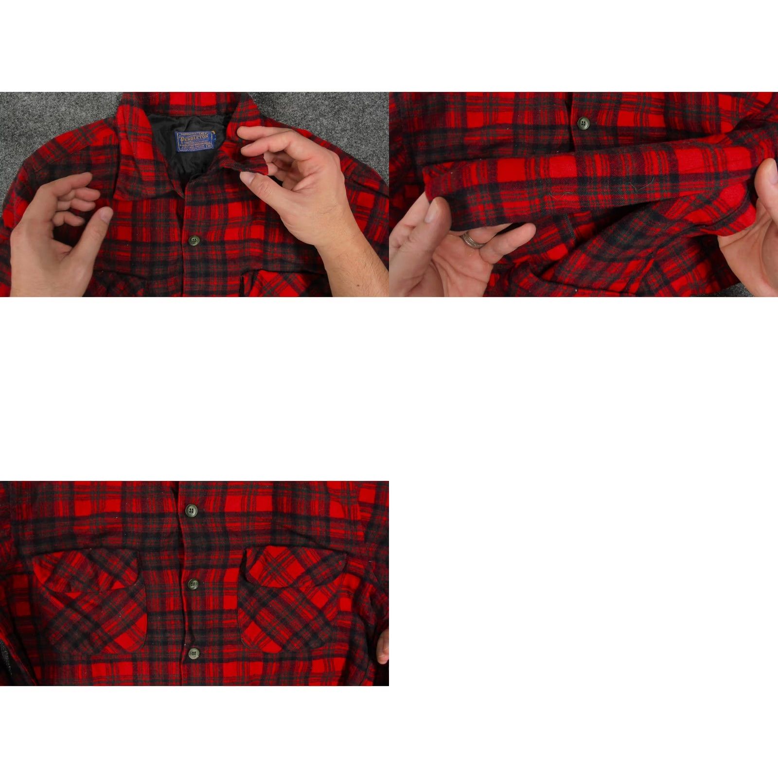 Pendleton Pendleton Flannel Shirt, Red, Navy, Green - Vintage Womens Large Size L / US 10 / IT 46 - 8 Thumbnail