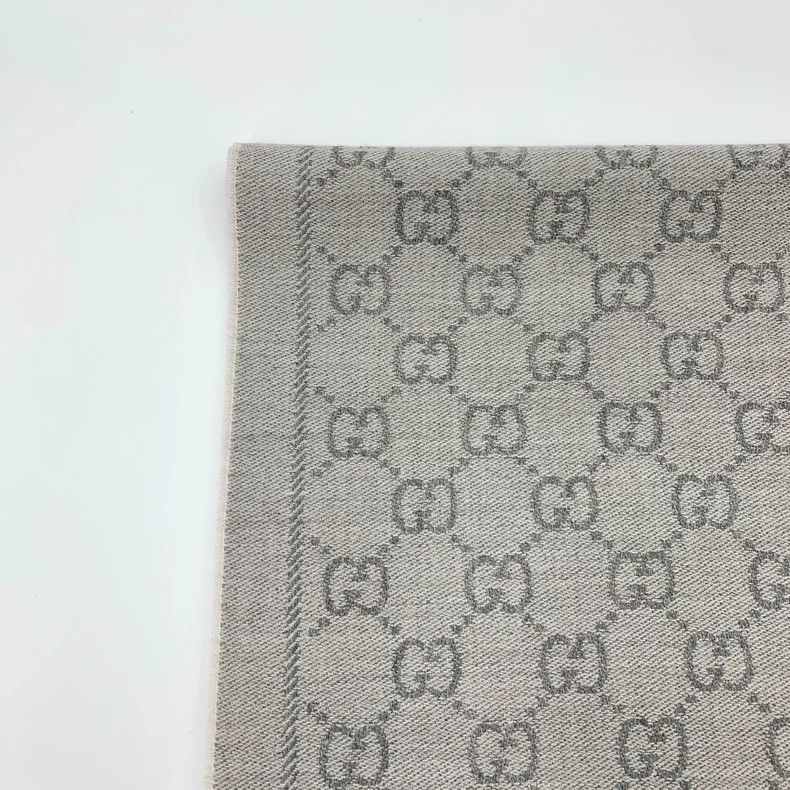 Gucci GucciGray logo jacquard full-print wool tassel scarf 2503-N Size ONE SIZE - 2 Thumbnail