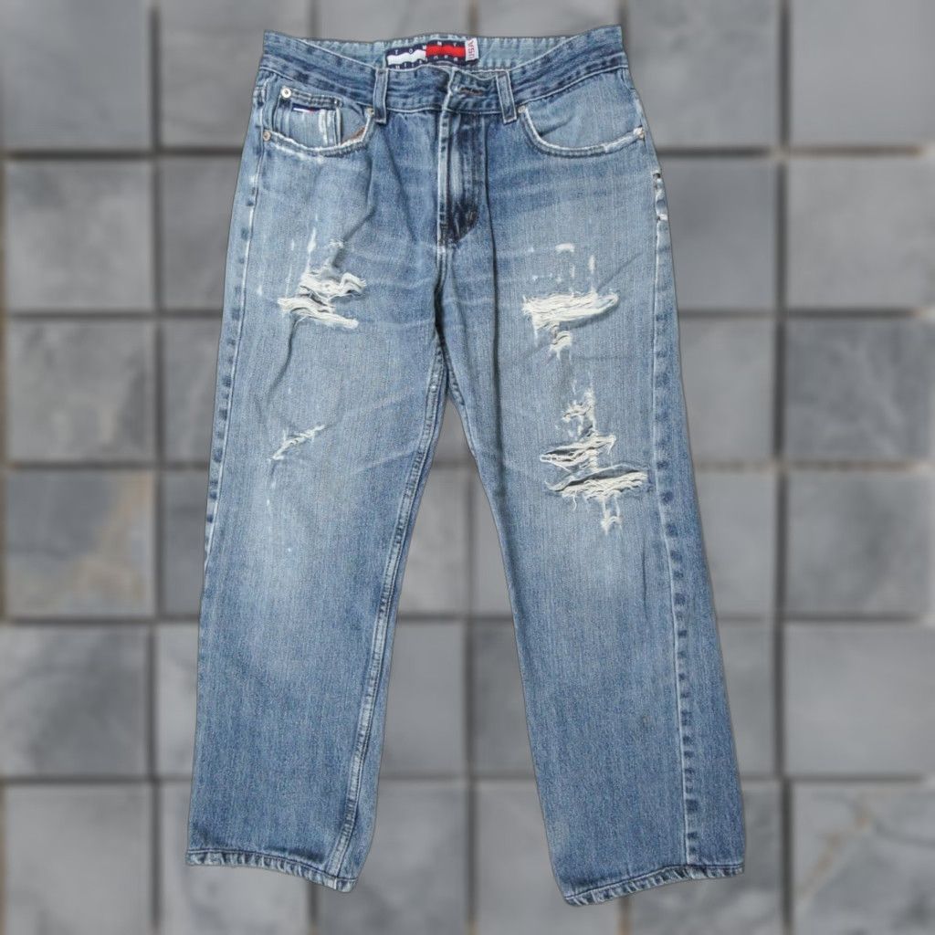 Tommy Hilfiger VINTAGE Tommy Hilfiger Jeans Mens 32x27 Blue Denim Pants 90s Distressed USA 5-Pocket Men Medium Regular Jeans Mens Size US 32 / EU 48 - 1 Thumbnail