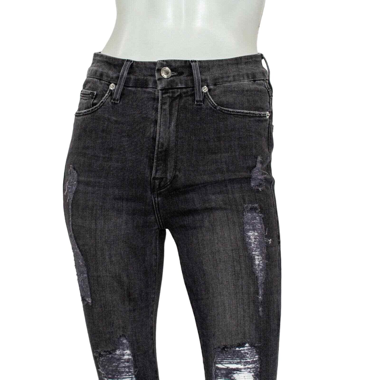 Good American GOOD AMERICAN Good Waist Denim Jeans Destressed Ripped Wash Size 26" / US 2 / IT 38 - 7 Thumbnail