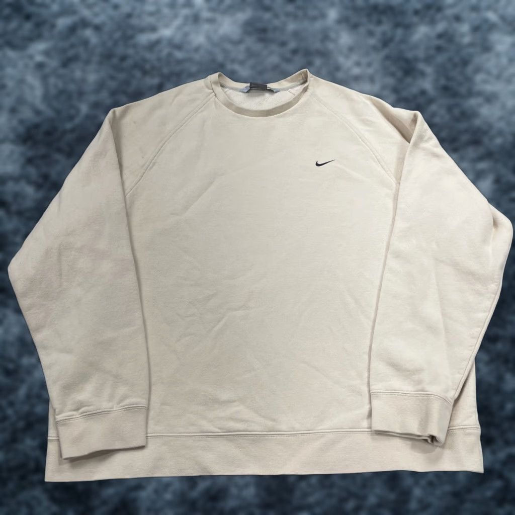 Nike VINTAGE Nike Sweatshirt Mens XL Oatmeal Beige Crewneck 90s NSW Nike Sportswear Logo Embroidered Cotton Polyester Fleece Pullover Size US XL / EU 56 / 4 - 1 Thumbnail