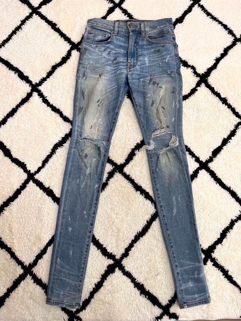 Amiri Amiri Single Knee Destroyed Splatter Denim Pants Size US 28 / EU 44 - 1 Thumbnail