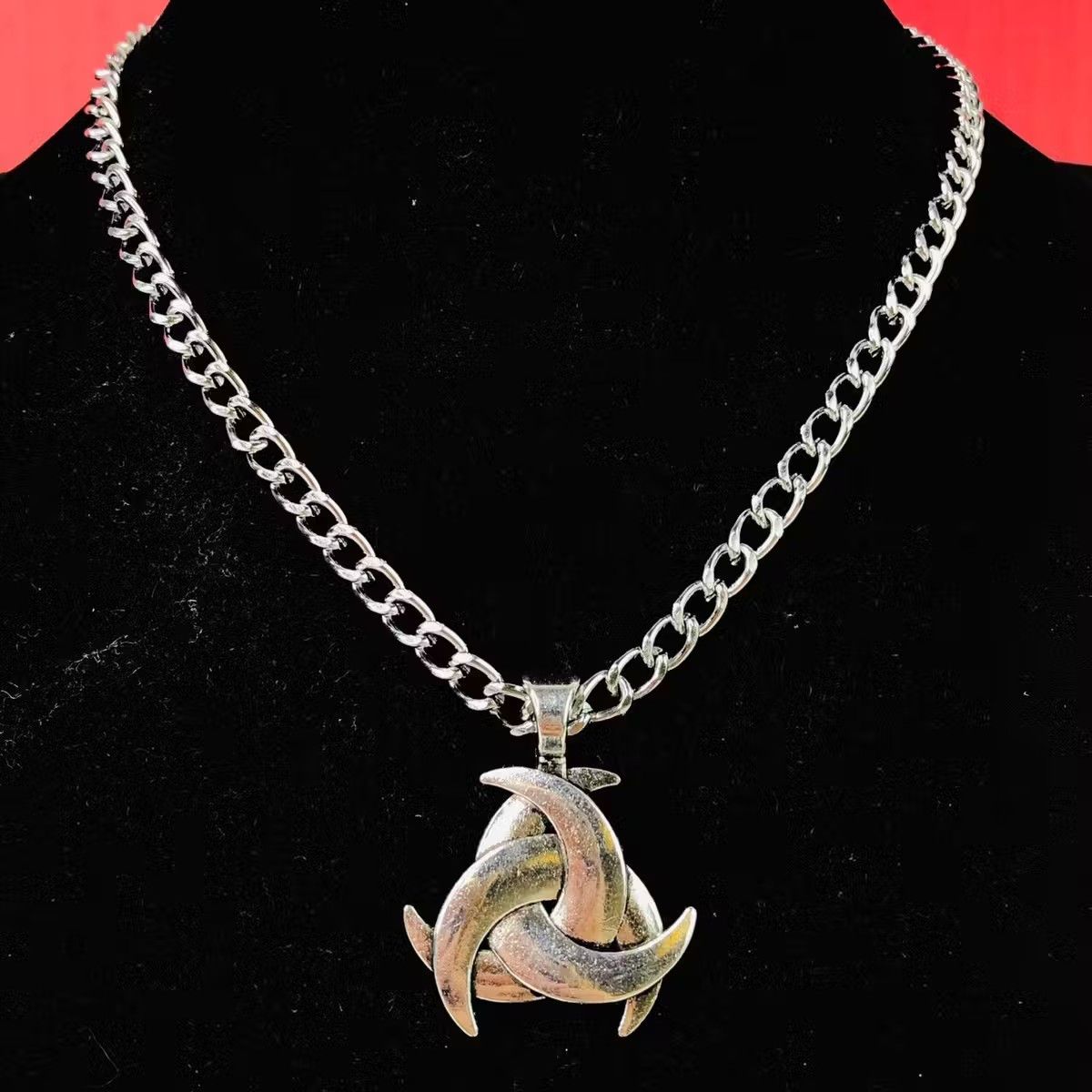 Vintage Biohazard pendant Cuban curb chain Necklace choker Size ONE SIZE - 1 Thumbnail