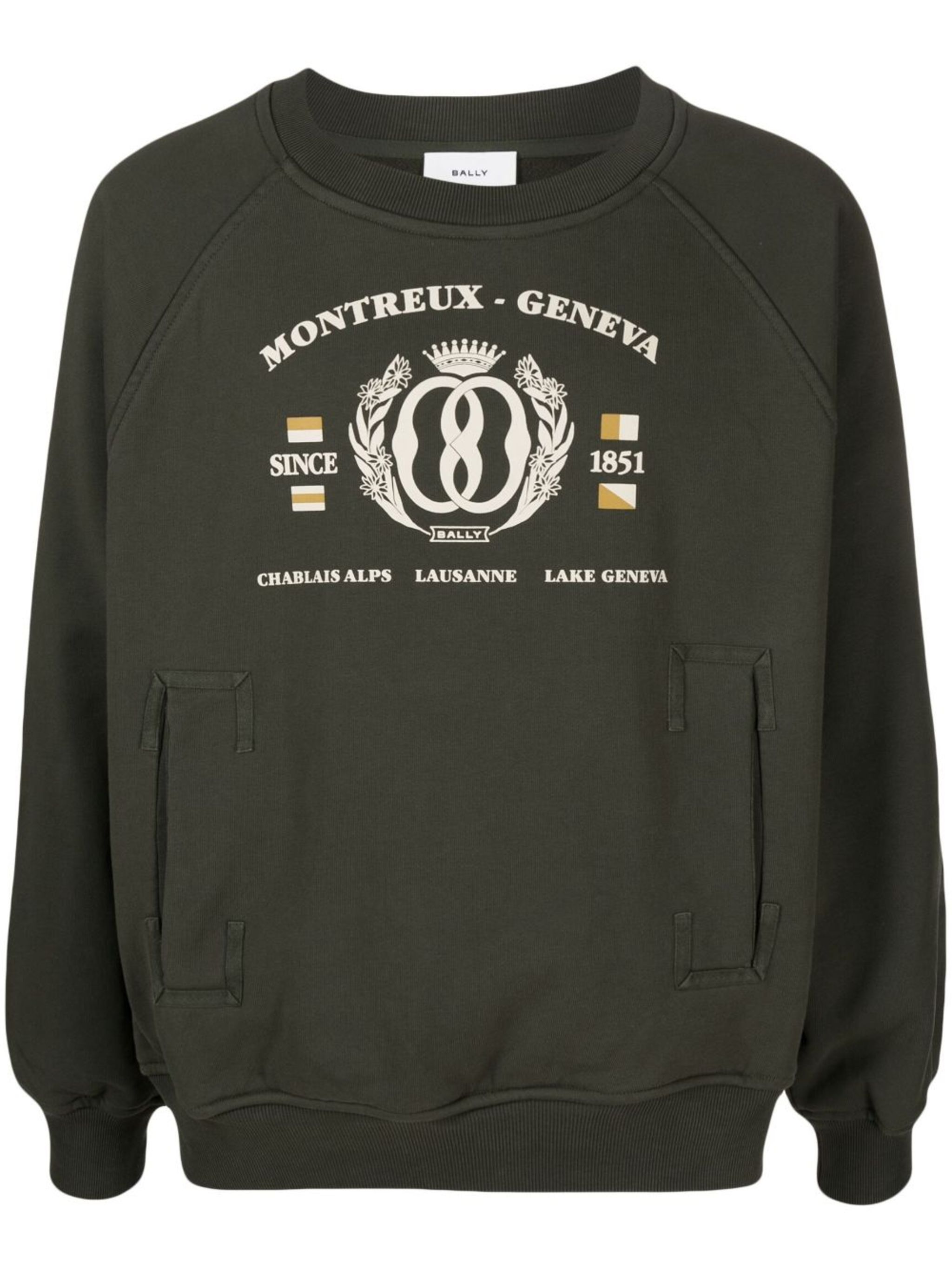 Bally o1y1224 Long Sleeves Graphic Print Cotton Sweatshirt in Mili Size US M / EU 48-50 / 2 - 1 Thumbnail