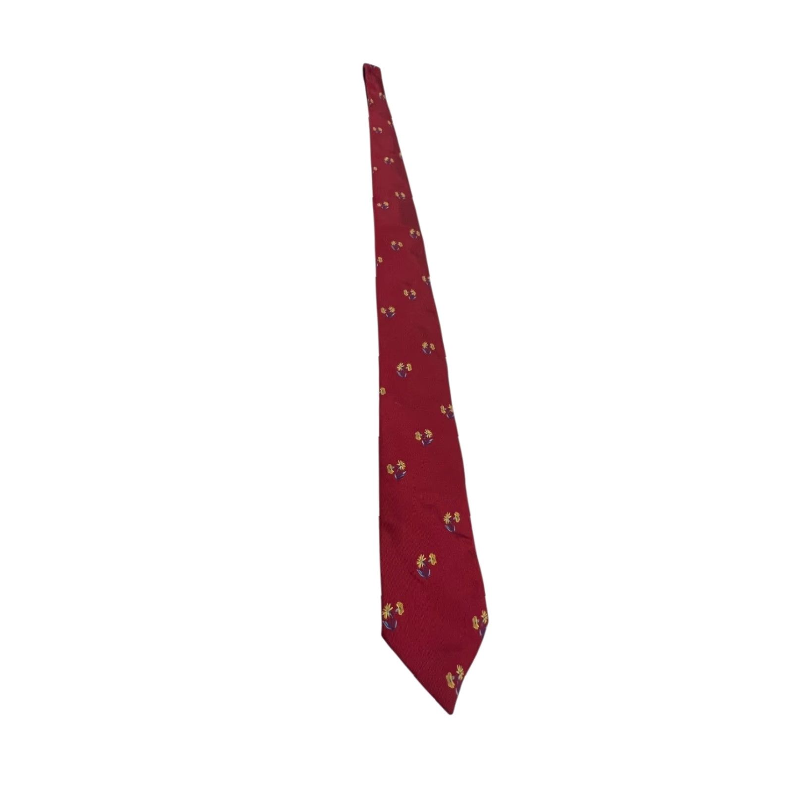 Vintage LOUIS DELL'OLIO Mens 100% Silk Red w/flowers Neck Tie Italy Silk Designer Flower Pattern Tie 58" Mens Size ONE SIZE - 3 Thumbnail