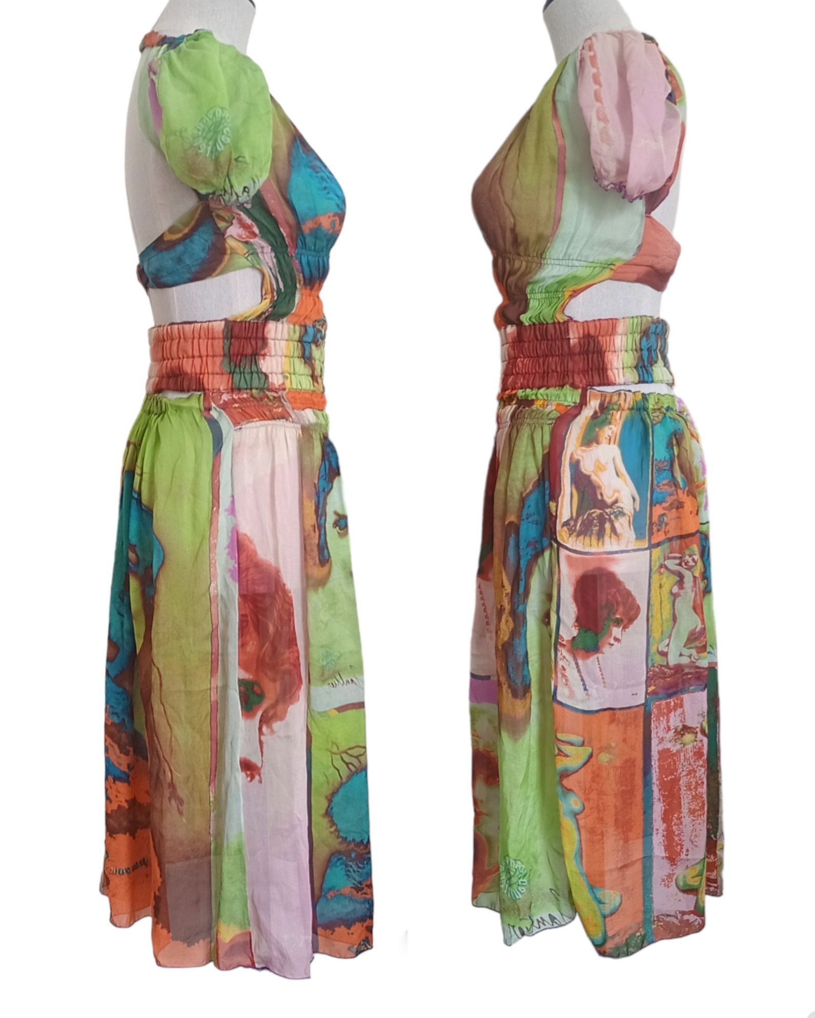 Jean Paul Gaultier Iconic S/S 2002 Women Portraits silk dress Size XS / US 0-2 / IT 36-38 - 4 Thumbnail