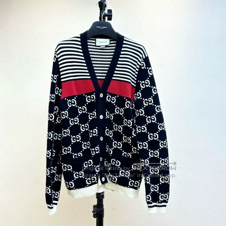 Gucci Gucci SizeOS FW21 Logo stitching V-neck single-breasted kni Size US M / EU 48-50 / 2 - 1 Thumbnail