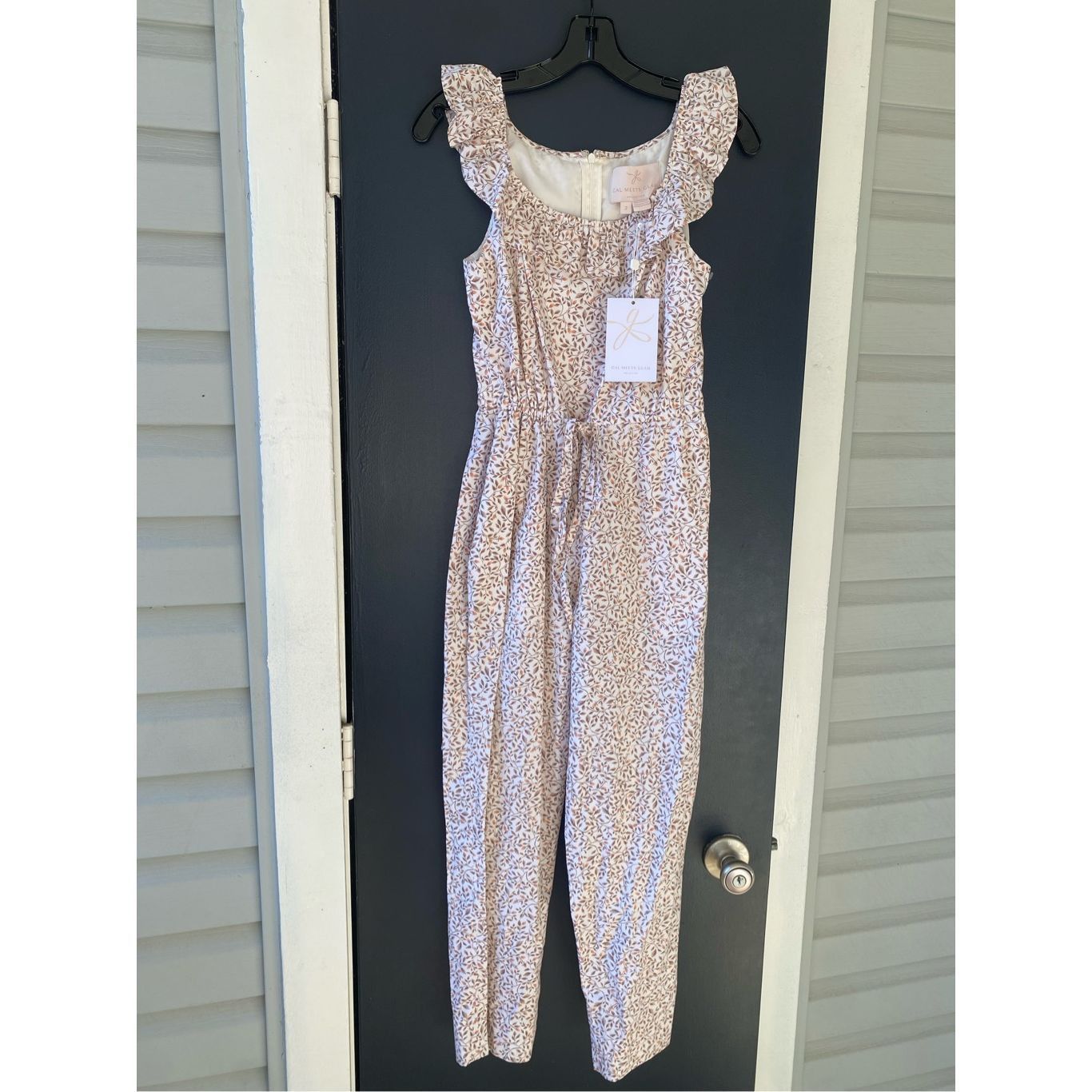 Gal Meets Glam NWT Rue Ruffle Pearl Floral Jumpsuit, Size 2,