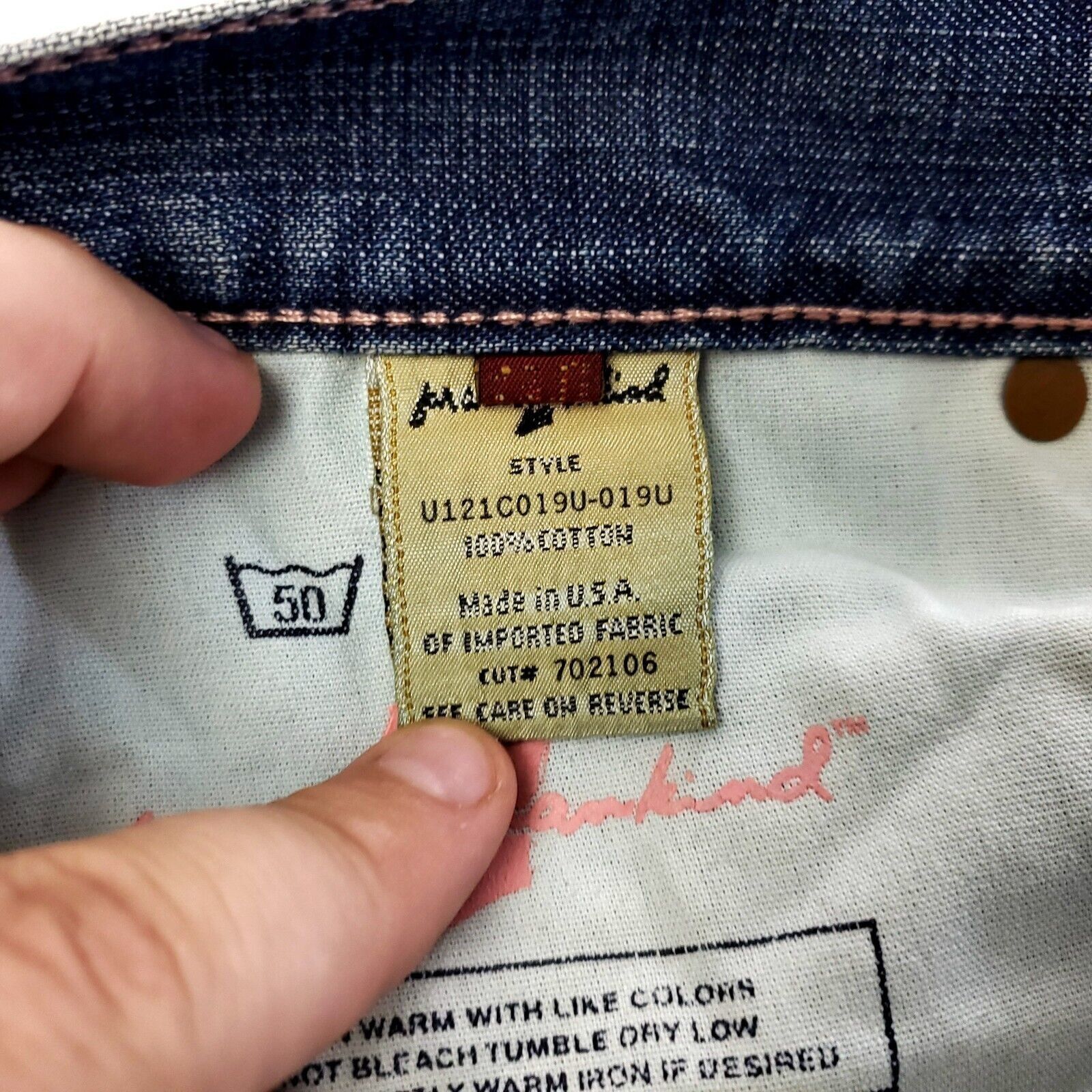 7 For All Mankind DAMAGED 7 For All Mankind Dojo Denim Blue Stone Wash Jeans L Size 33" - 7 Thumbnail