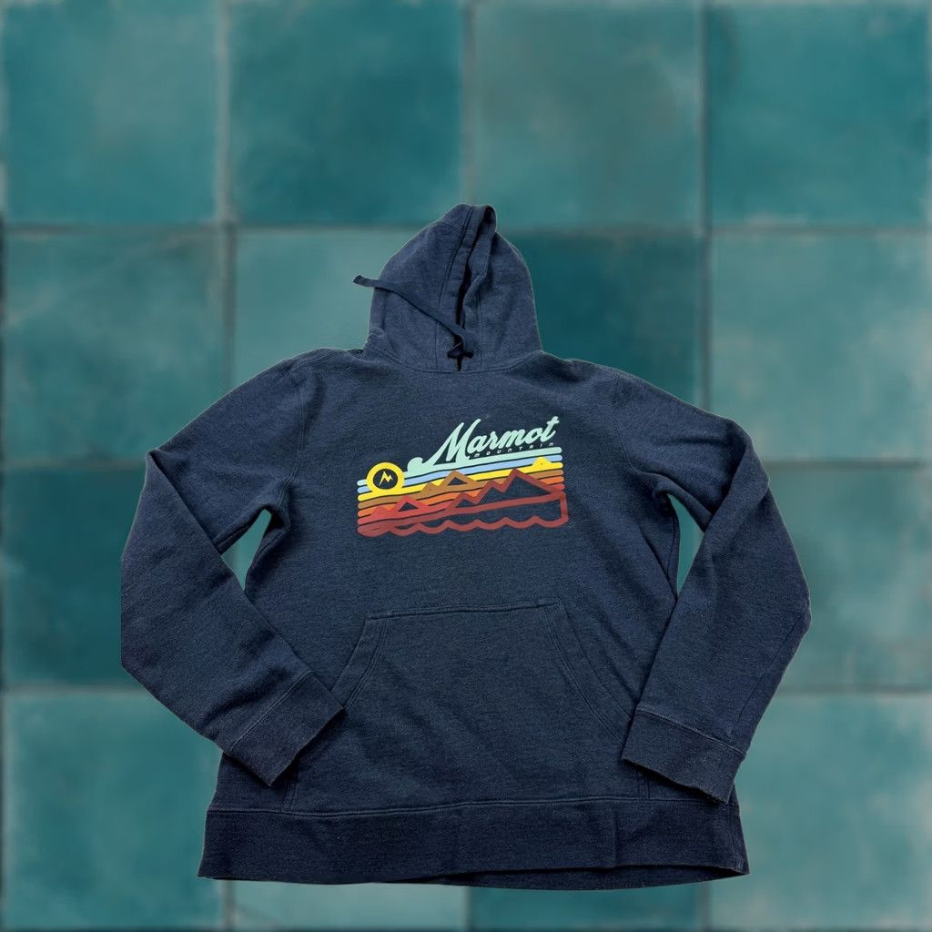 Marmot Marmot Hoodie Sweatshirt Womens Medium Blue Fleece Pullover Mountain Graphic Size M / US 6-8 / IT 42-44 - 1 Thumbnail