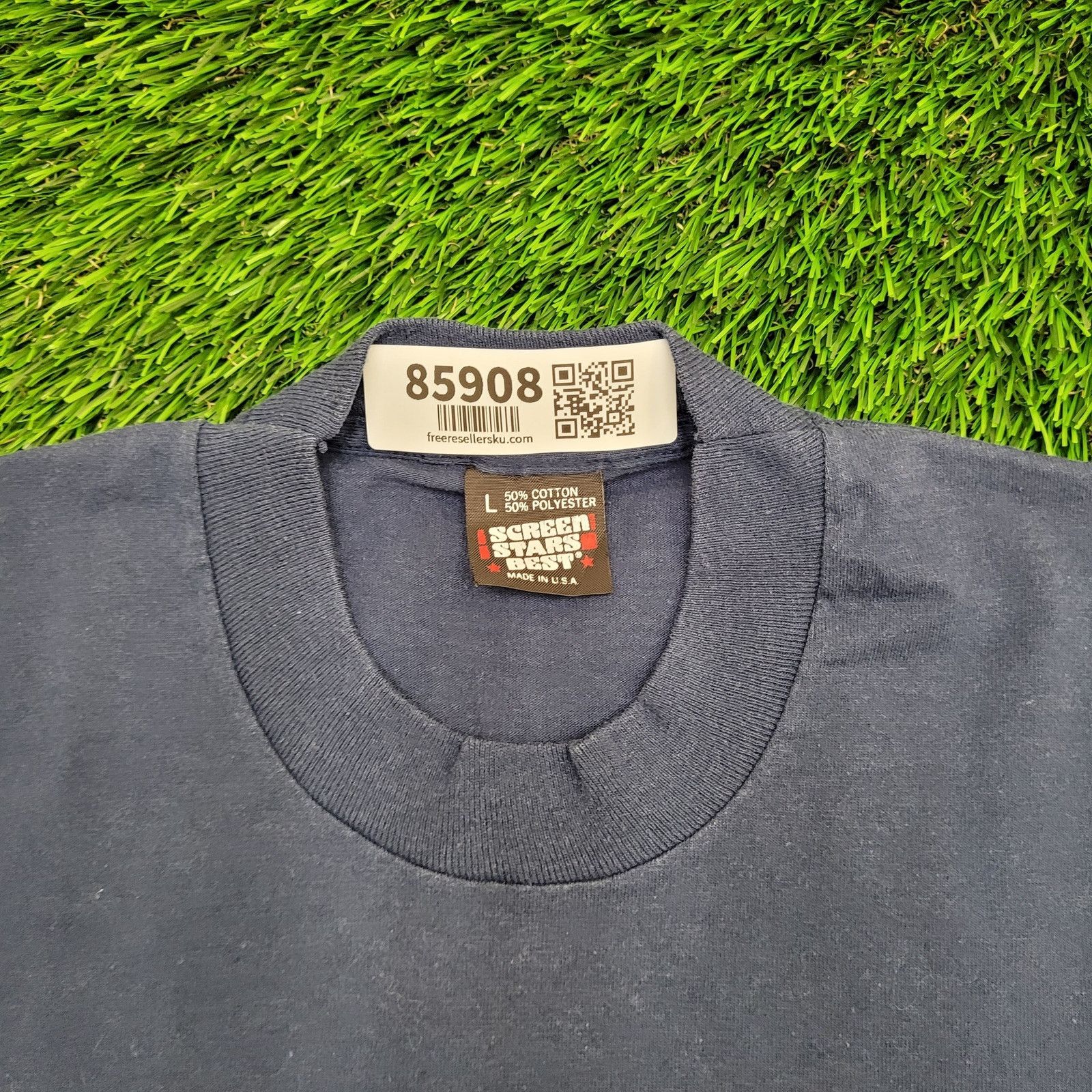 Vintage Vintage 90s Screen-Stars Shirt Women M/L 19x26 Navy-Blue USA Size L / US 10 / IT 46 - 5 Thumbnail