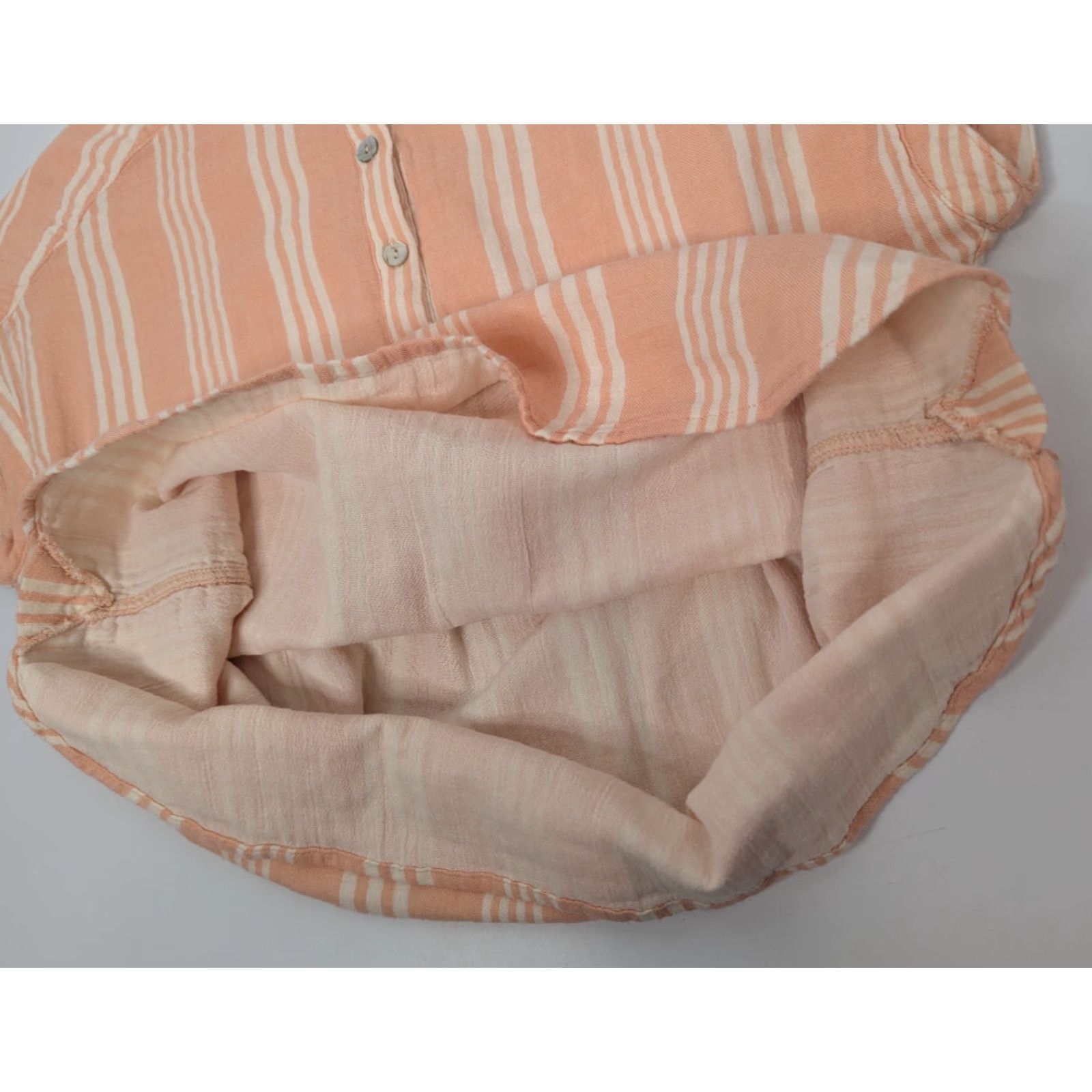 Faherty Faherty Desmond Shirt Top Women's XS Peach Stripe Dream Cotton Gauze Blouse Short Sleeve Casual Wear Size XS / US 0-2 / IT 36-38 - 6 Thumbnail