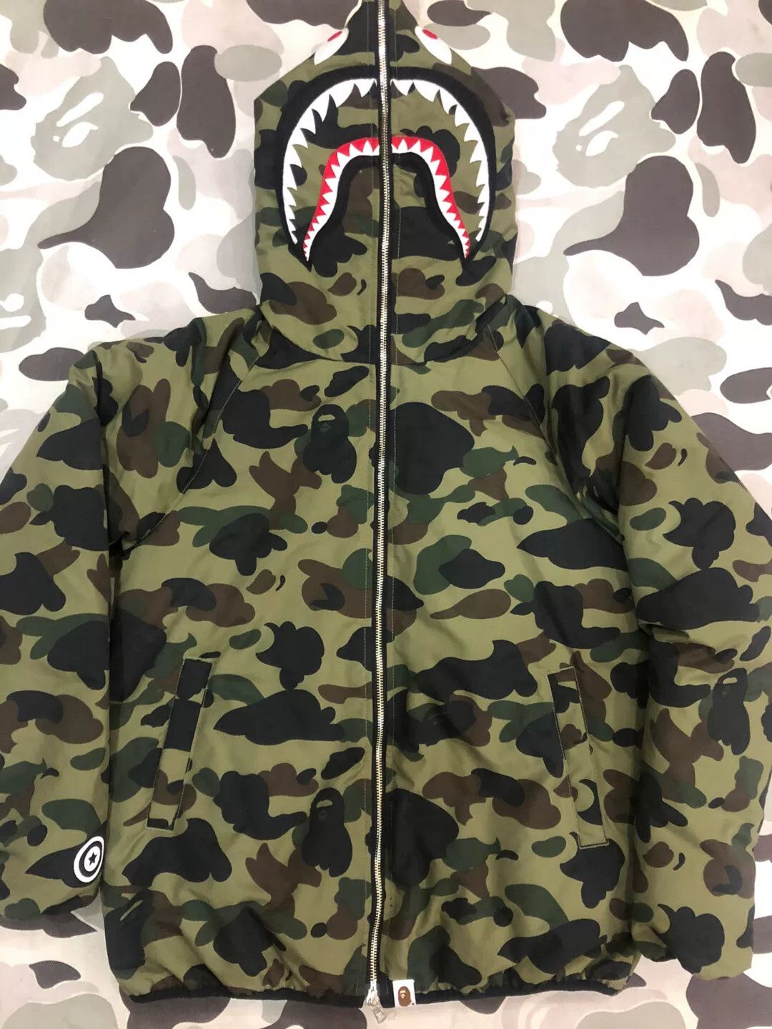Bape Bape Green Shark Denim Designer Size US 34 / EU 50 - 1 Thumbnail