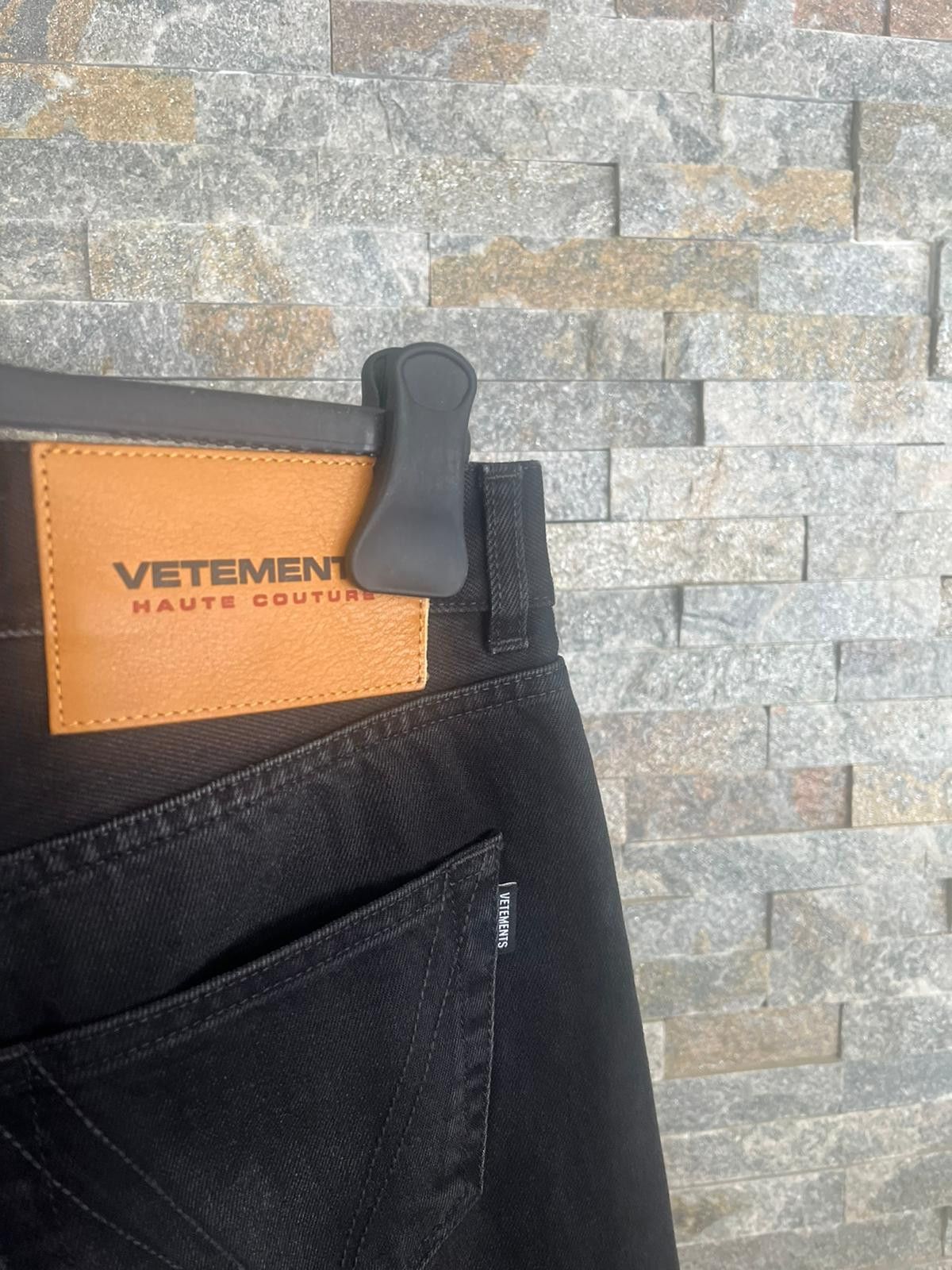 Vetements Multicolor Rainbow Crystal Logo Straight Leg Denim in Black Size US 30 / EU 46 - 14 Thumbnail