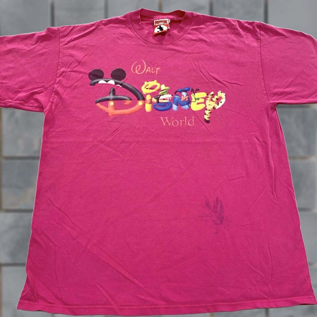 Disney VINTAGE Walt Disney World Cartoon T-Shirt Large/XL Men Pink 90s Mickey Mouse Tigger 80s 90s Cartoon Womens Men Boys Girls Size US L / EU 52-54 / 3 - 1 Thumbnail