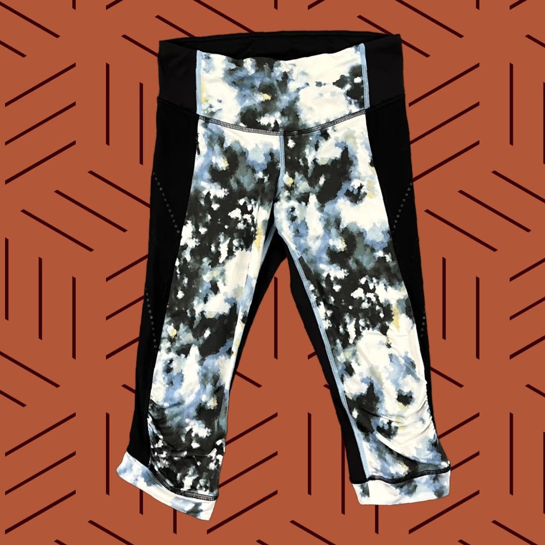 Lululemon Lululemon Stop At Nothing Crop Leggings Womens Size 6 / 17" Black Running Gym Crop Leggings Womens Size 6 Black Geometric Pattern Size 28" / US 6 / IT 42 - 1 Thumbnail