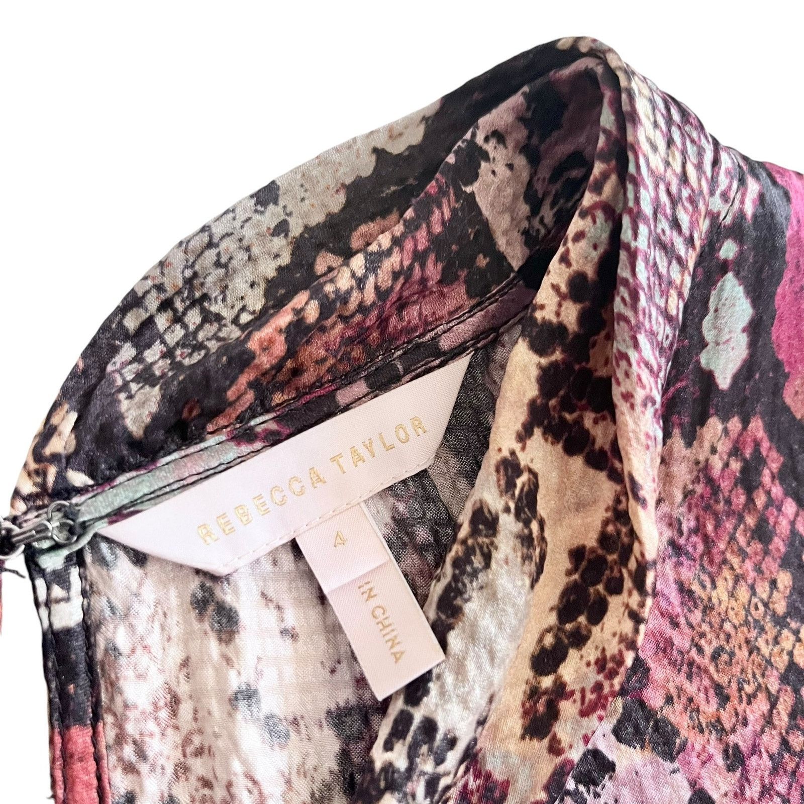 Rebecca Taylor Rebecca Taylor Met Pink Python Snakeskin Silk Mini Dress Size S / US 4 / IT 40 - 6 Thumbnail