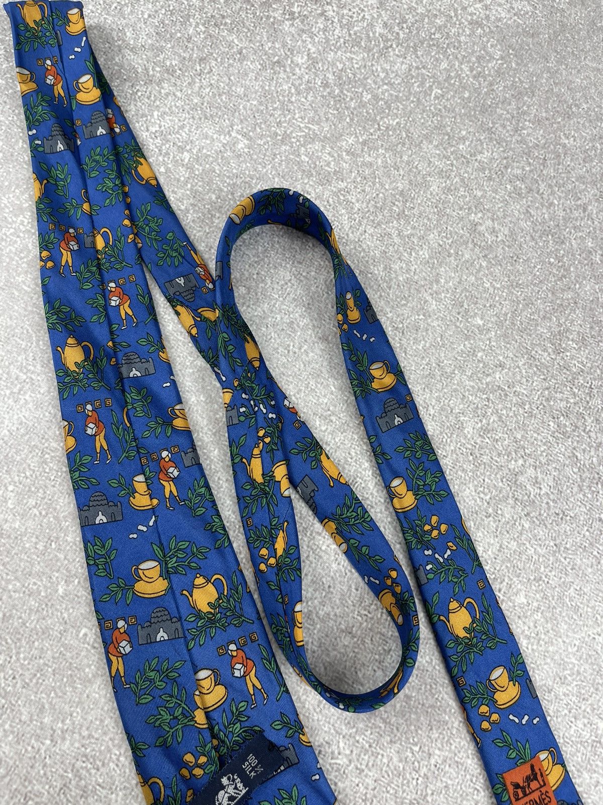 Hermes × Vintage Vintage Hermes Paris Silk Tie Blue Size ONE SIZE - 11 Thumbnail