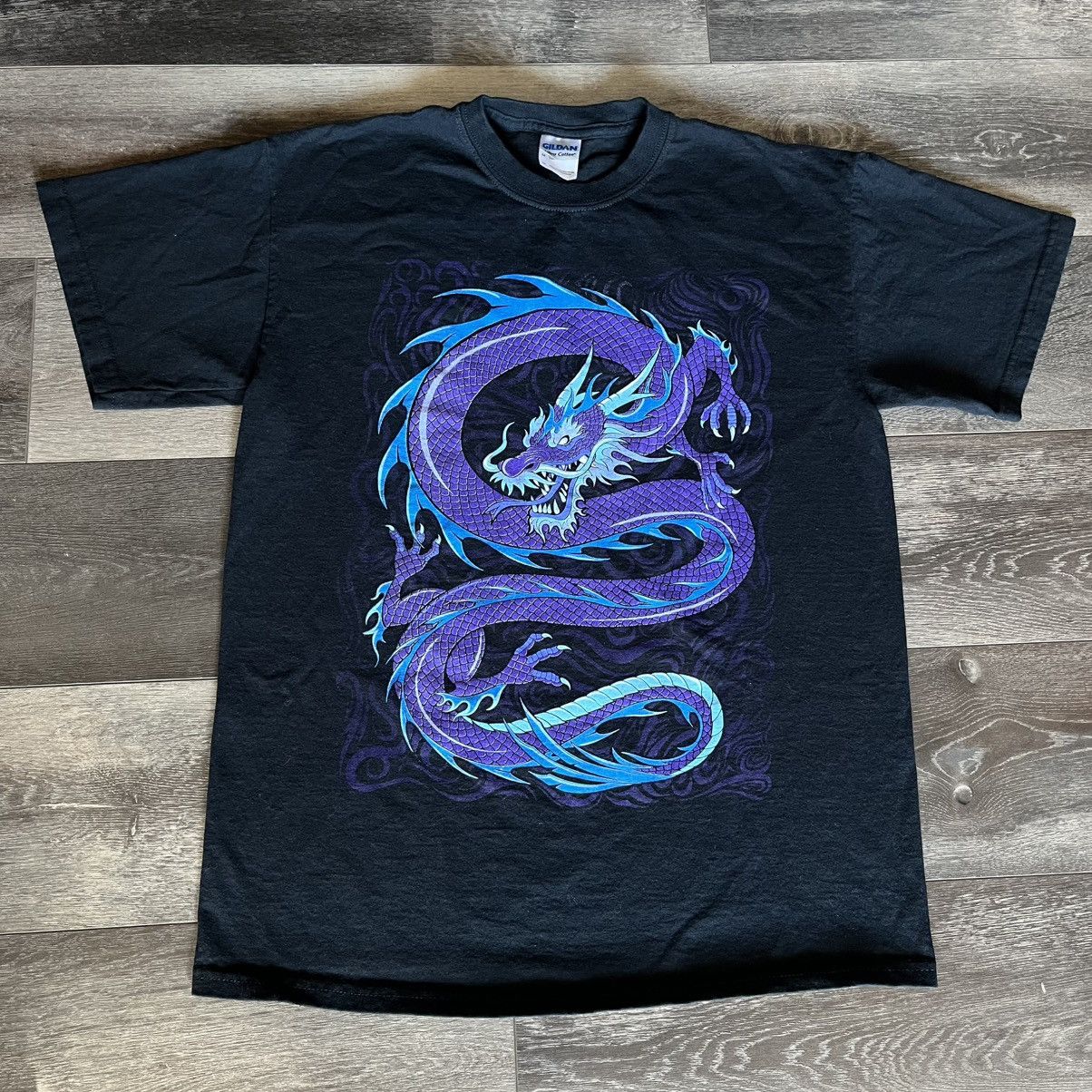 Affliction × Vintage Vintage 2000s Affliction Style Dragon Hardy Liquid Blue Tee Size US M / EU 48-50 / 2 - 2 Thumbnail