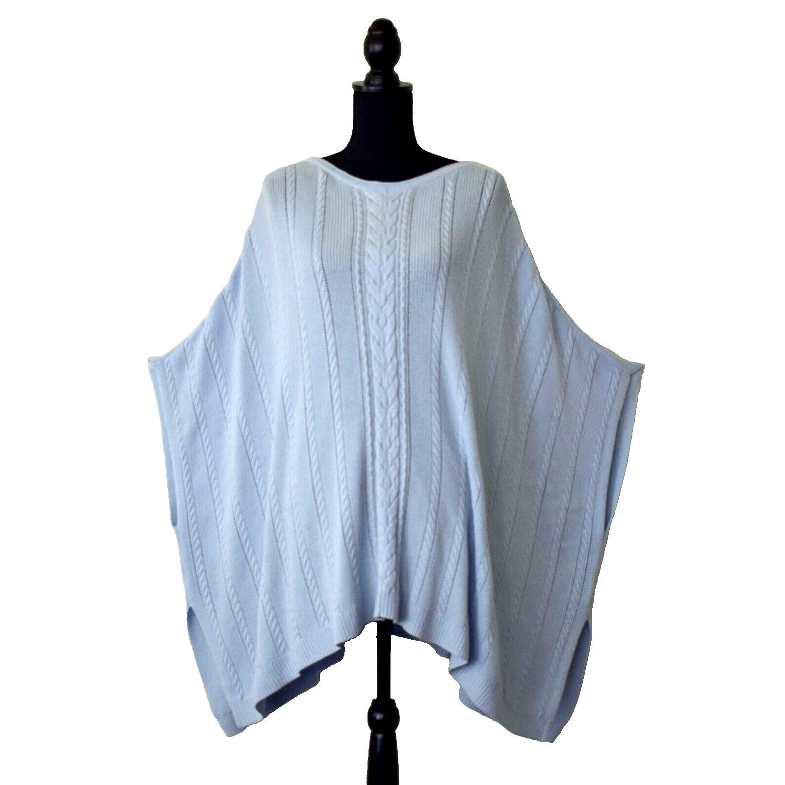 Brooks Brothers BROOKS BROTHERS Blue Wool Cable Knit Poncho Sweater ONE SIZE Size ONE SIZE - 1 Thumbnail