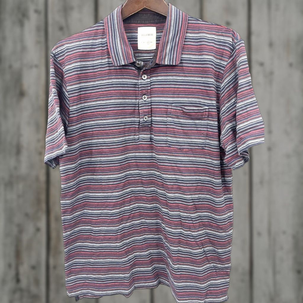 Billy Reid VINTAGE Billy Reid Polo Shirt Men Short Sleeve XL Blue Striped Cotton Preppy Golf 2000s Size US XL / EU 56 / 4 - 1 Thumbnail