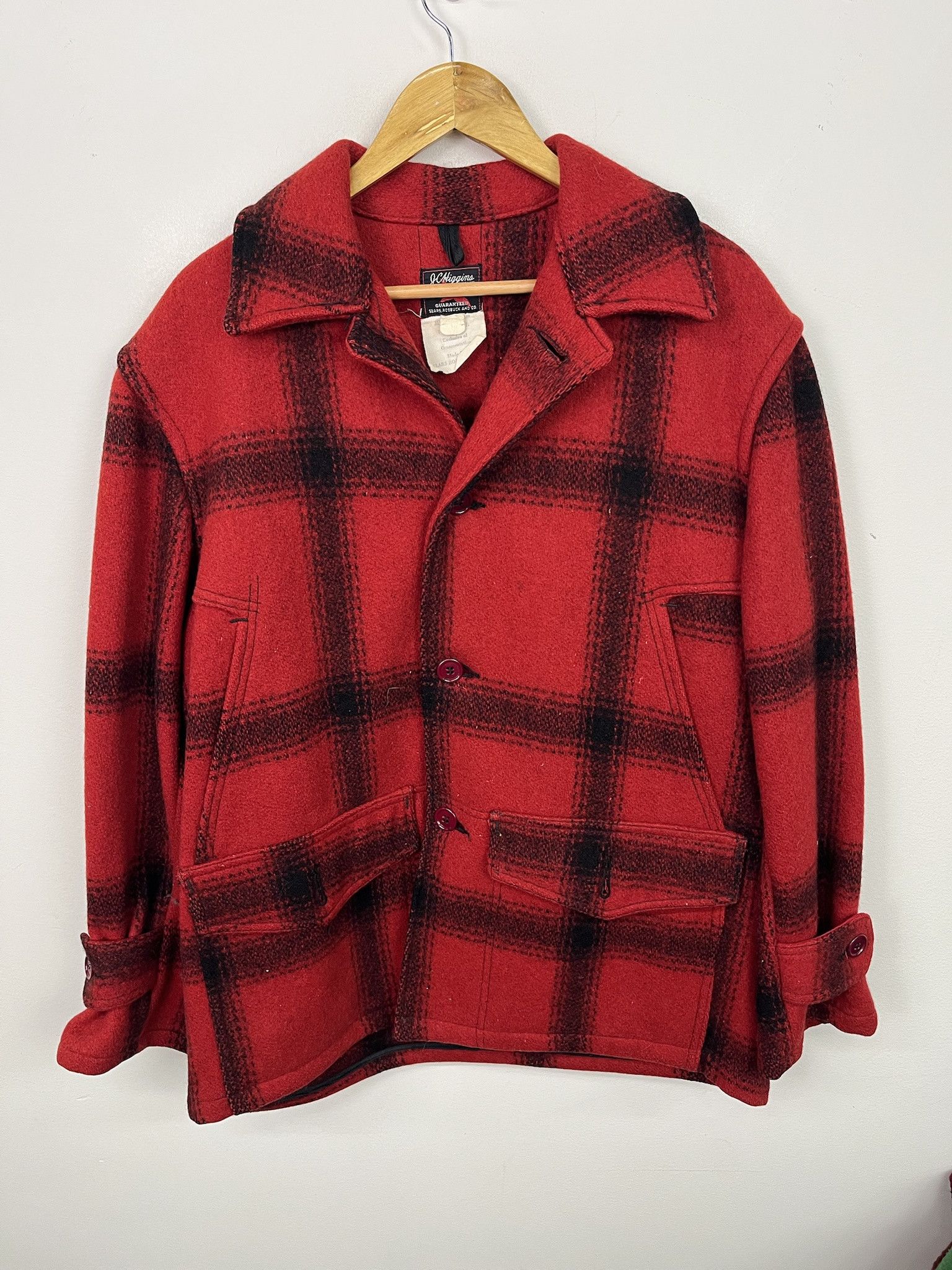 Filson × Vintage × Woolrich Woolen Mills Vintage 60s JC Higgins Red Wool Jacket Size L (42) Size US L / EU 52-54 / 3 - 1 Thumbnail