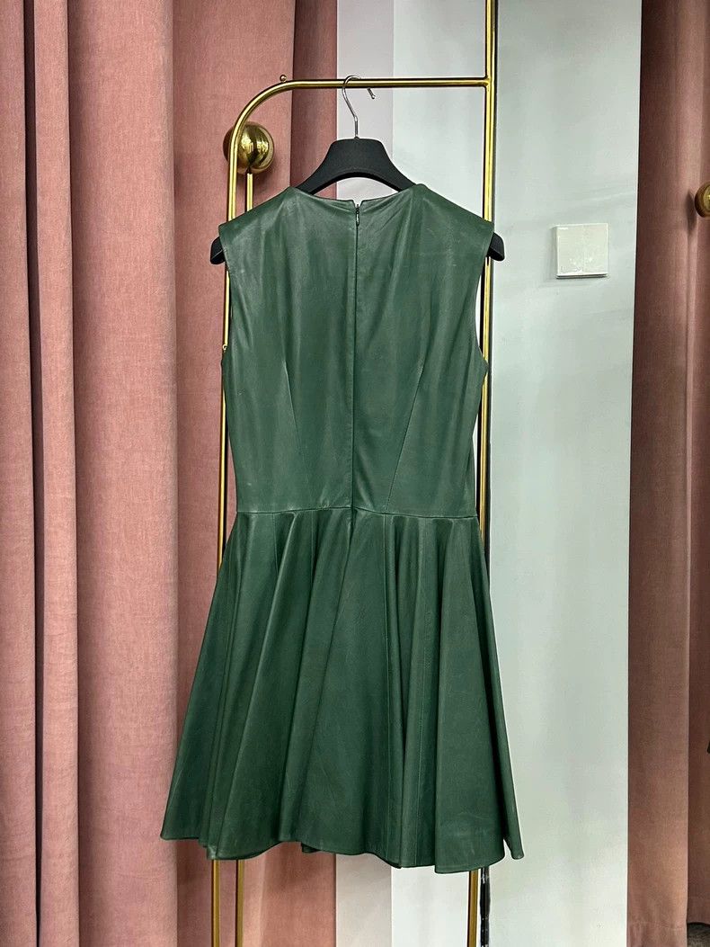 Alexander Mcqueen Green cowhide sleeveless dress