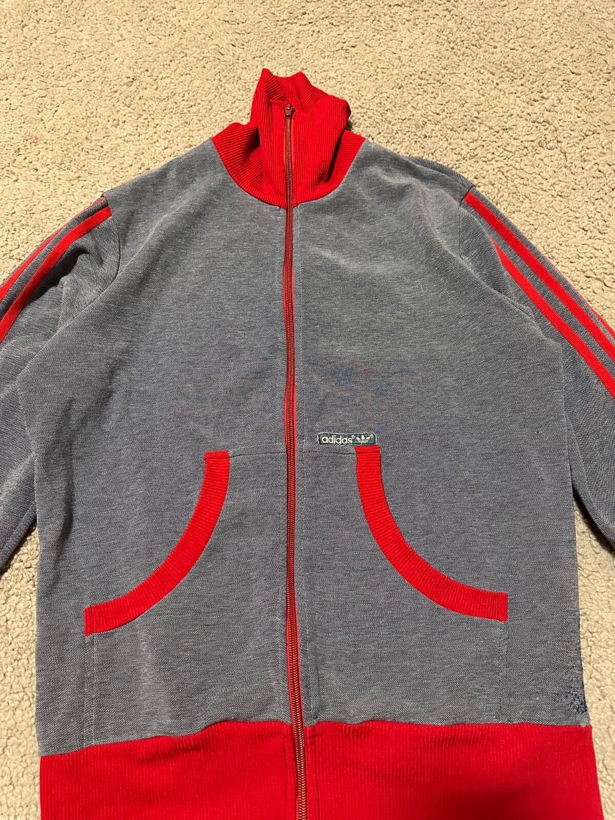 Adidas Vintage 70s Adidas Grey / Red Track Jacket Sz M Size US M / EU 48-50 / 2 - 3 Thumbnail