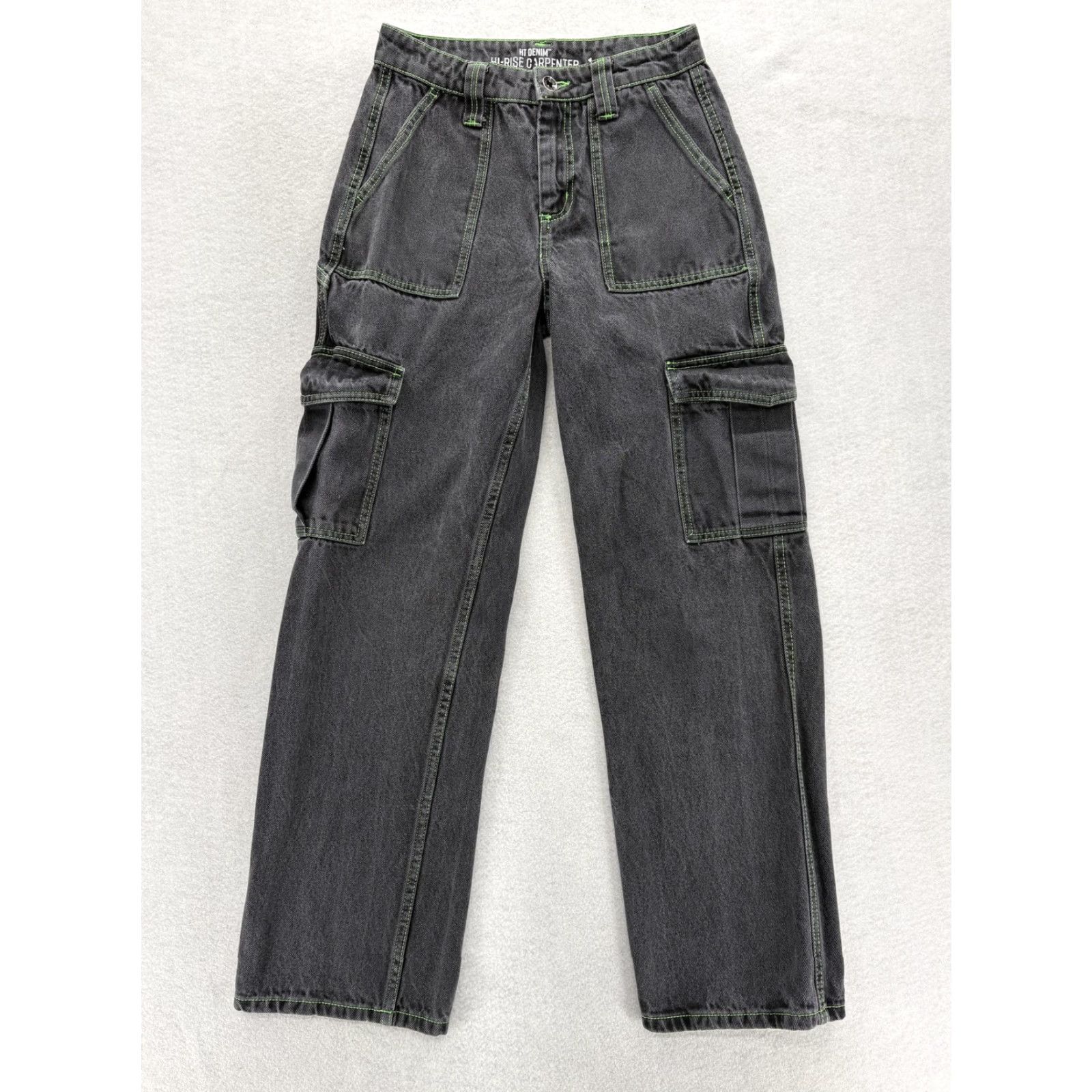 Hot Topic VINTAGE Hot Topic Denim Jeans Womens 1 Black Hi Rise Carpenter Cargo Utility Grunge Y2K Mens? Size 25" / US 0 / IT 36 - 2 Thumbnail