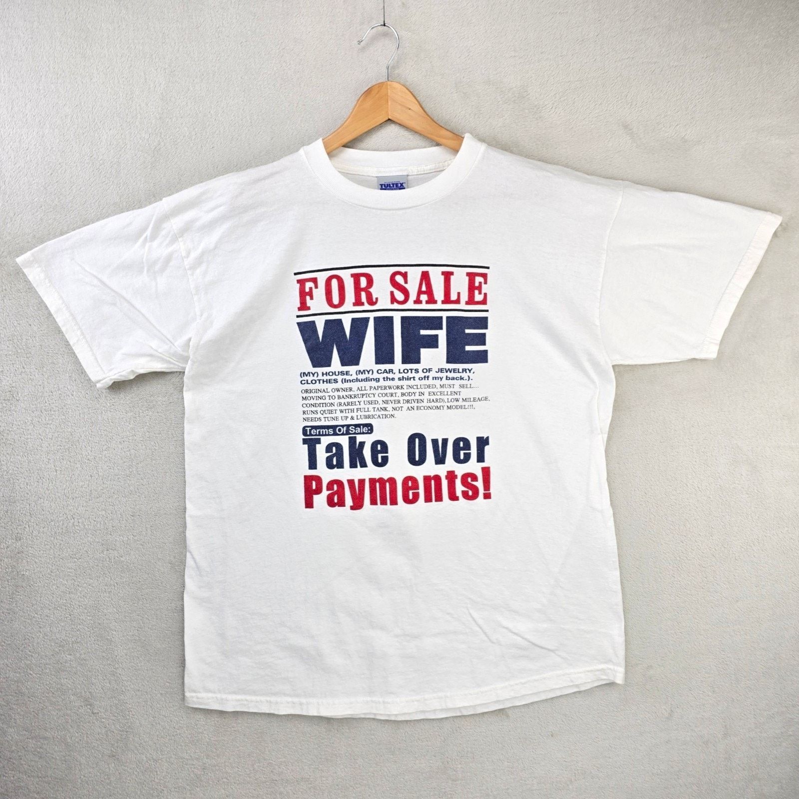 Tultex Vintage Wife For Sale Shirt XL White Funny Dad Mom Joke Size US XL / EU 56 / 4 - 1 Thumbnail