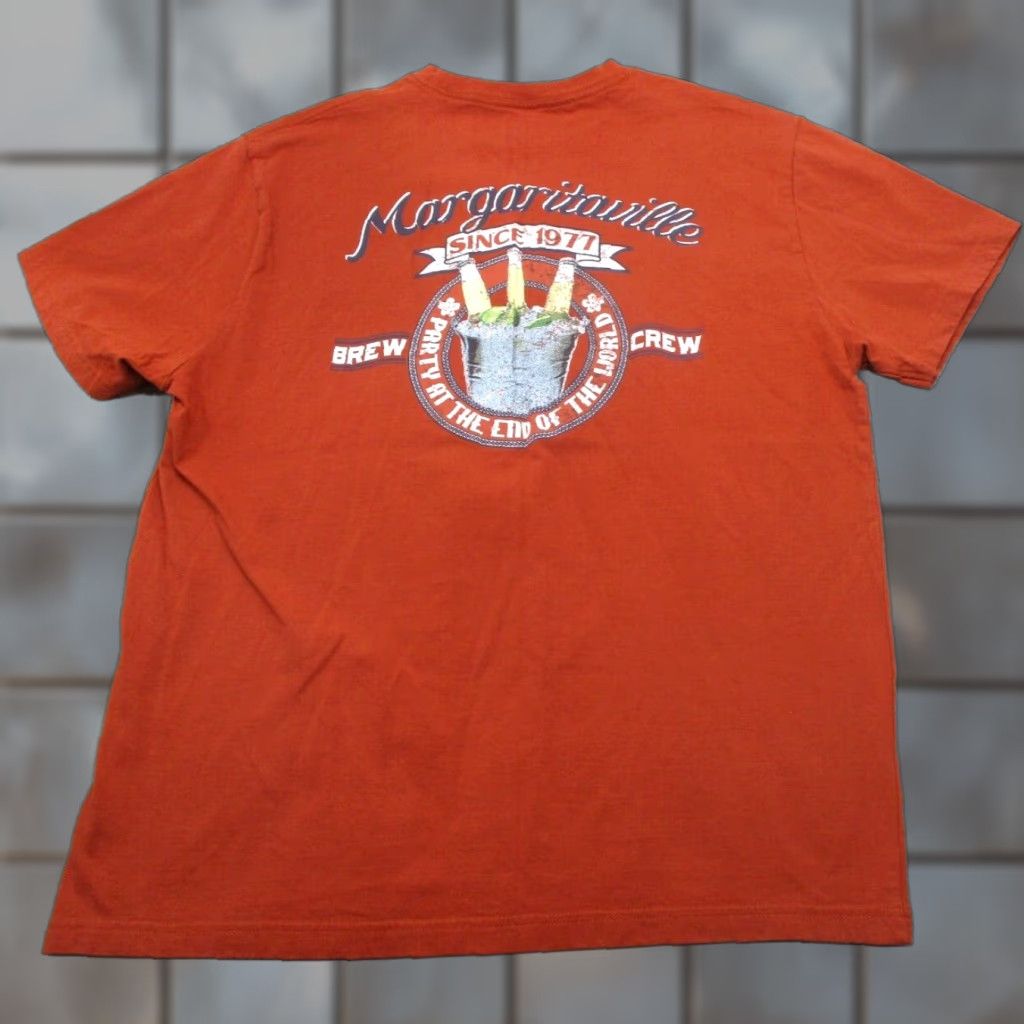Vintage VINTAGE Margaritaville Shirt Adult Large L Orange Brew Crew Beach Margaritaville Logo Jimmy Buffet Parot Party Key West 90s Mens T-Shirt Size US L / EU 52-54 / 3 - 1 Thumbnail