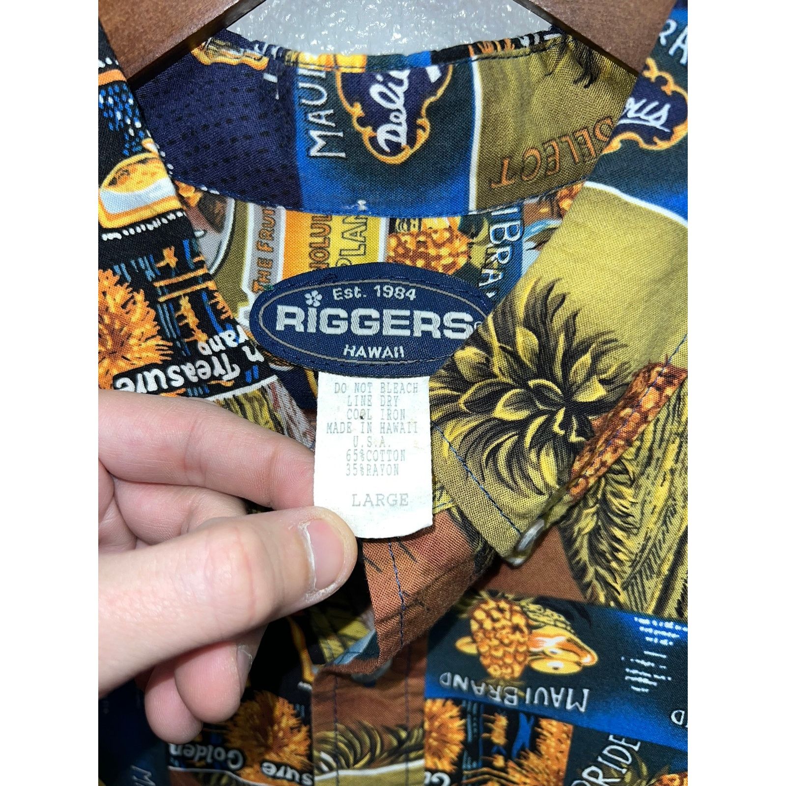 Vintage Vintage Pineapple Shirt Riggers Hawaiian 1/2 Button VTG XL Size US XL / EU 56 / 4 - 8 Thumbnail