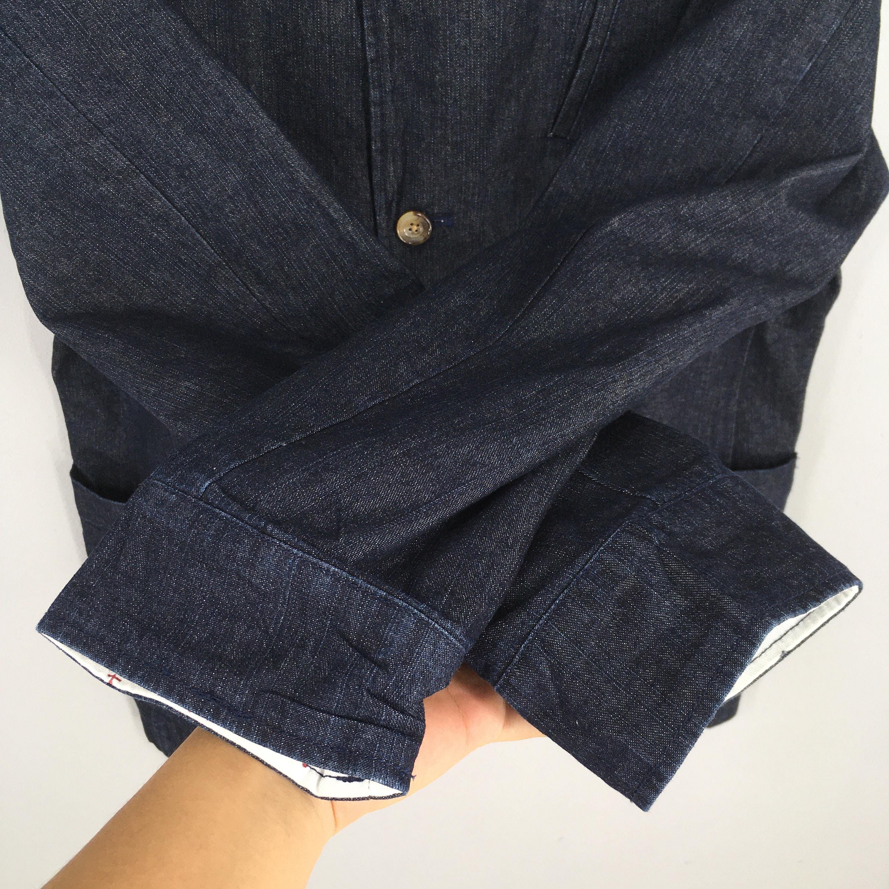 45rpm Vintage 90s Indigo Blue Denim Workers Jeans Jacket Large Size US L / EU 52-54 / 3 - 4 Thumbnail