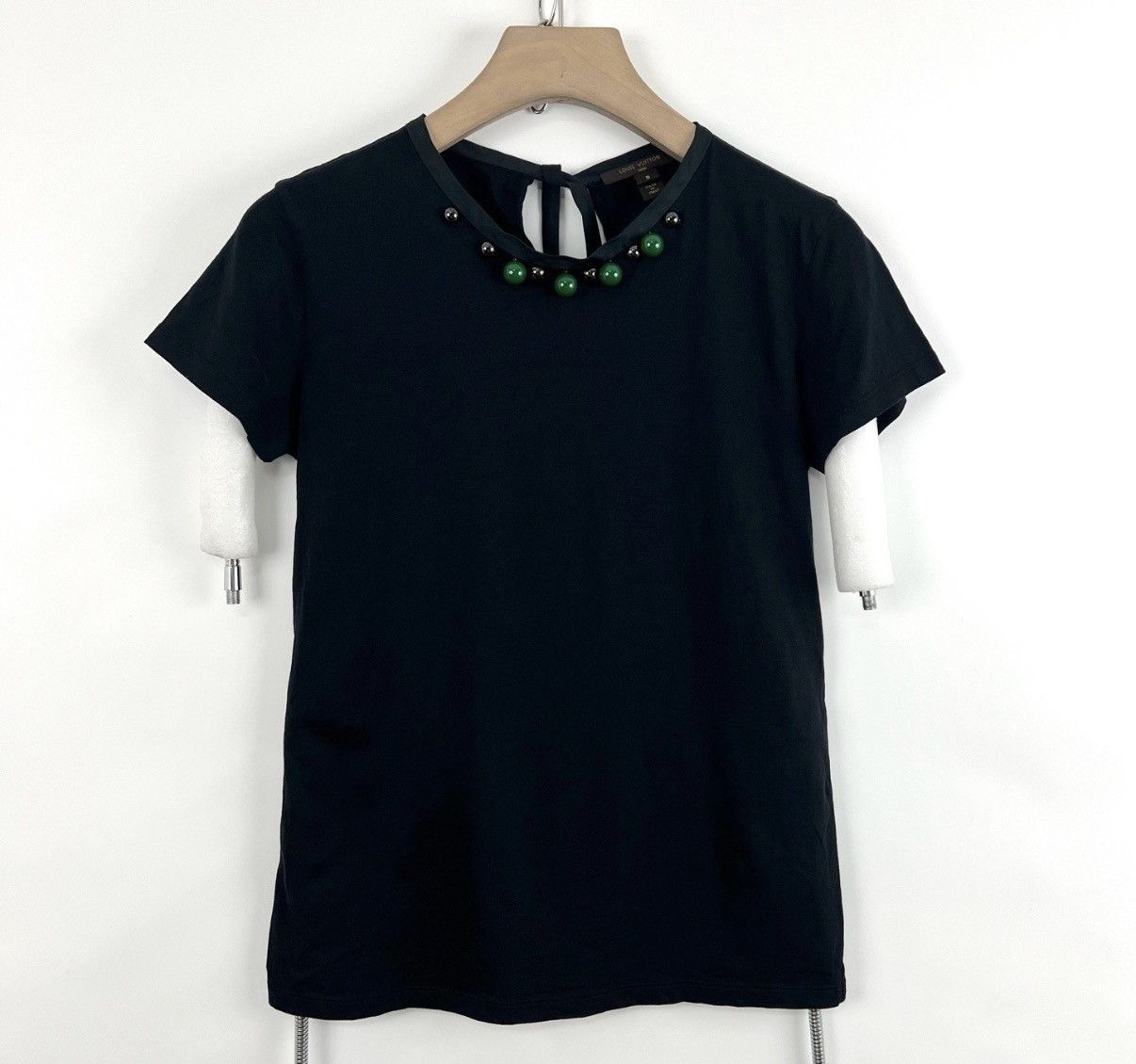 Louis Vuitton Louis Vuitton Navy Blue Beaded Crew Neck Short Sleeve K12 Size US S / EU 44-46 / 1 - 1 Thumbnail