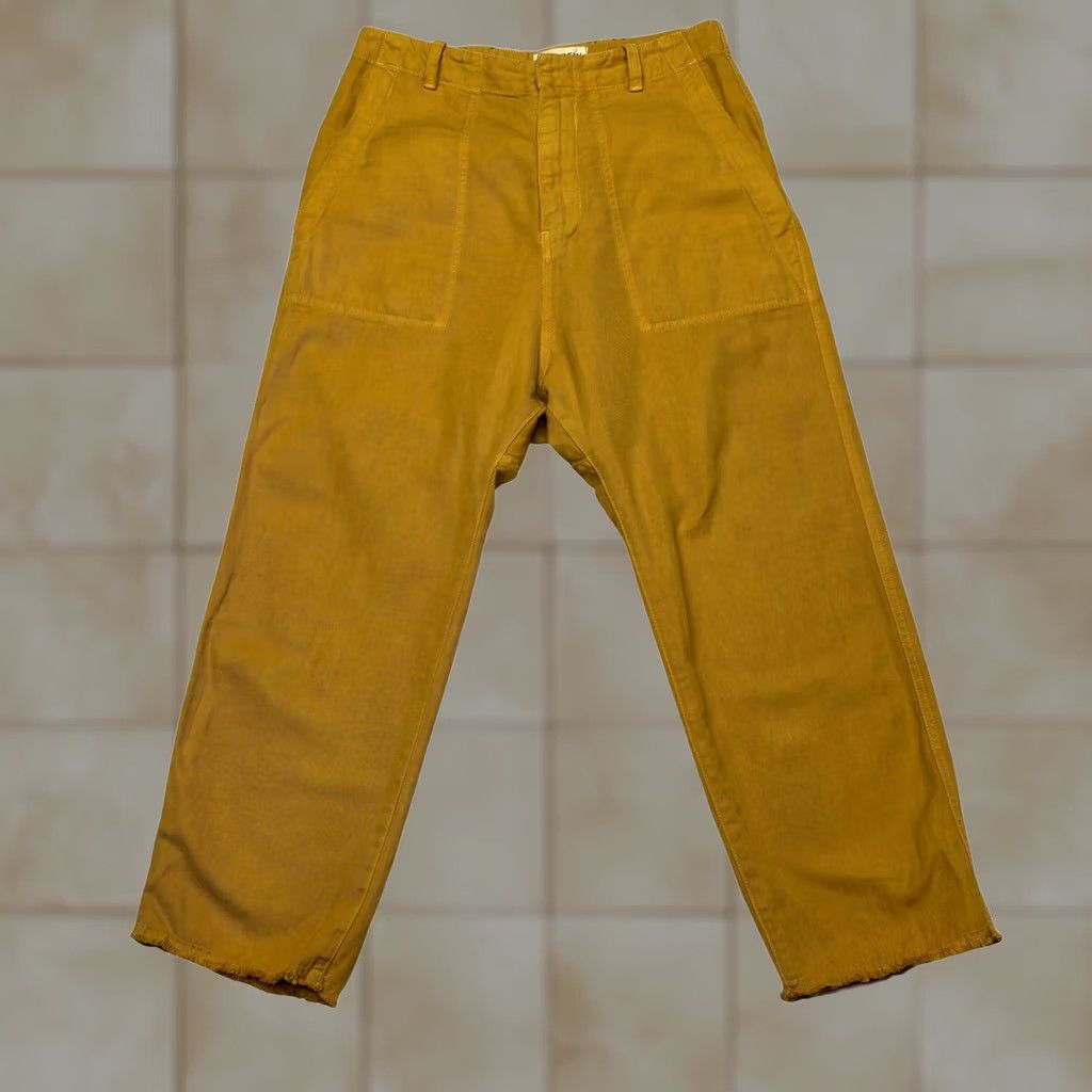 Nili Lotan Nili Lotan Luna Pants Women's 4 Slouchy Drop Crotch Linen Boho Lagenlook Yellow Size 27" / US 4 / IT 40 - 1 Thumbnail