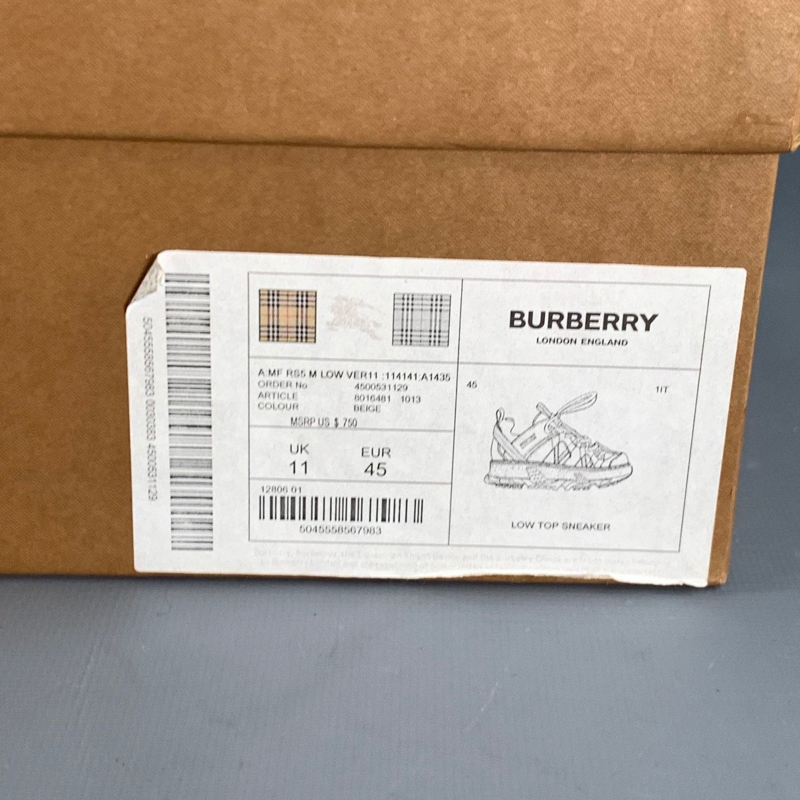 Burberry Size 12 Tan Black Red Stripe Mesh Low Top Sneakers Size US 12 / EU 45 - 11 Thumbnail