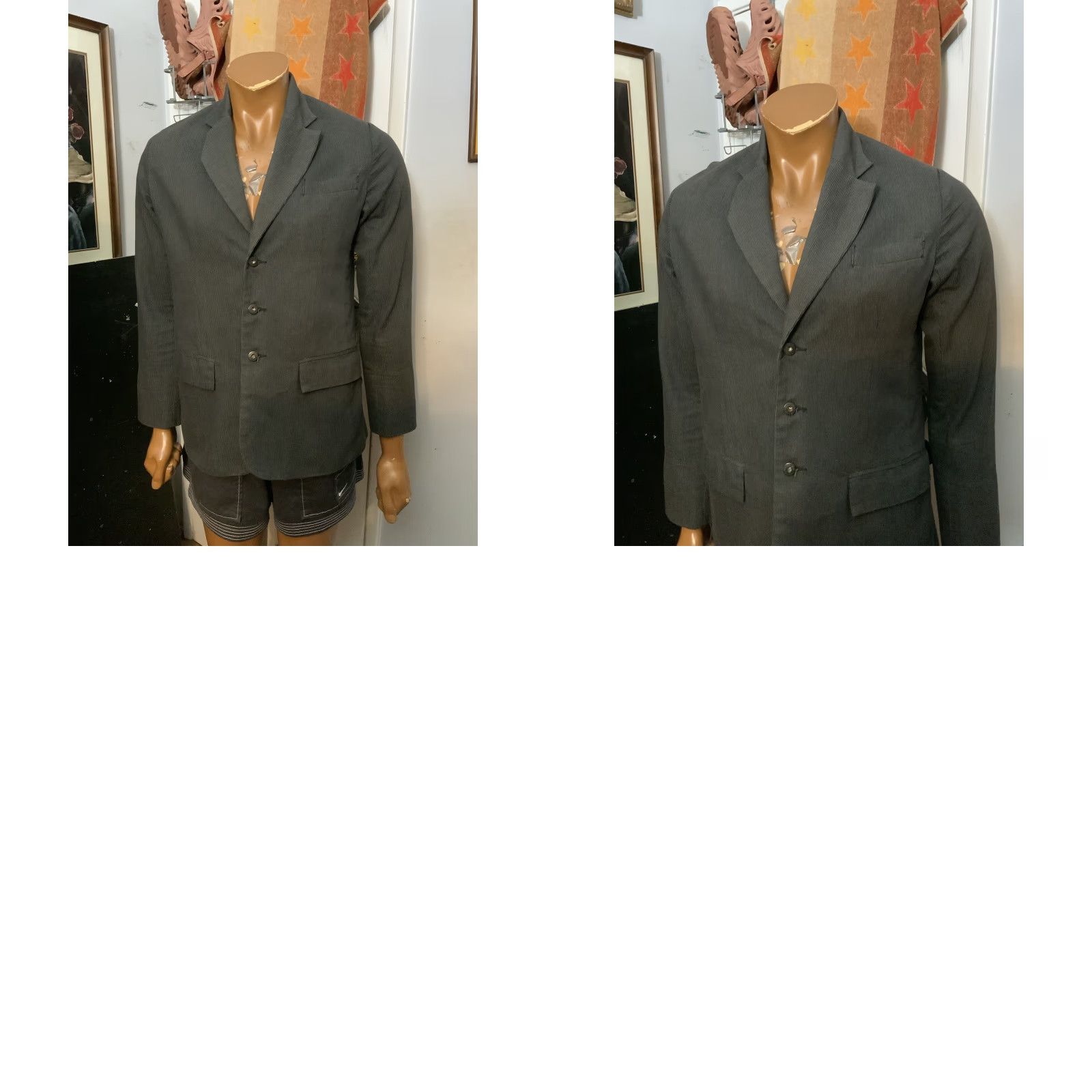 Vintage VINTAGE Kikwear Blazer Shirt Steampunk California Striped 3 Button Gray Sz. S Mens Size 36R - 8 Thumbnail