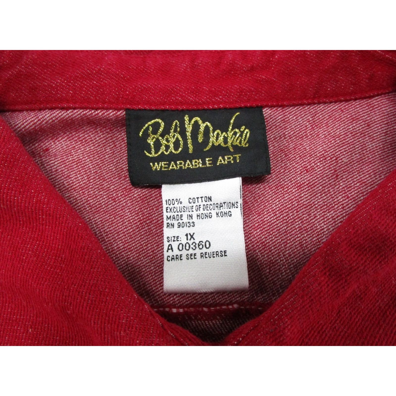 Bob Mackie VINTAGE Bob Mackie Wearable Art Embroidered Flowers Hearts Red Denim Jacket 1X Women Plus Size Jacket Embroidered Flowers Red Denim Mackie Art Size XL / US 12-14 / IT 48-50 - 2 Thumbnail