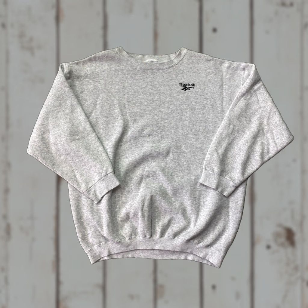 Reebok VINTAGE Reebok Sweatshirt Embroidered Logo White Pullover Adult XL 90s Mens Regular Crew Neck Long Sleeve Cotton Fleece Zip Size US L / EU 52-54 / 3 - 1 Thumbnail