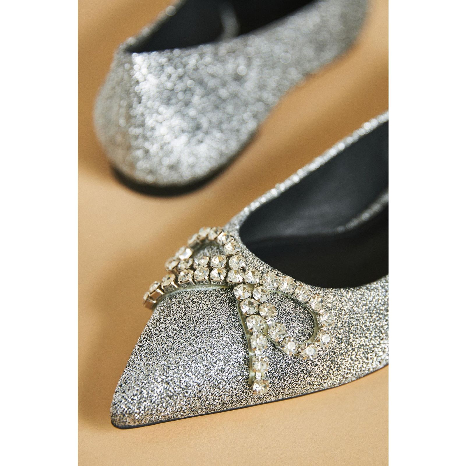Other LARROUDE Anthropologie "Lee" Flat Silver with Crystal Bow Size US 8 / IT 38 - 1 Thumbnail