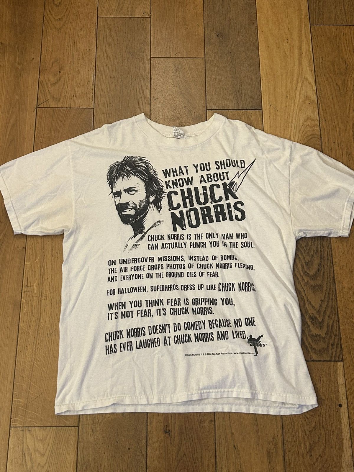 Vintage Vintage White Chuck Norris t-shirt Size US XL / EU 56 / 4 - 1 Thumbnail