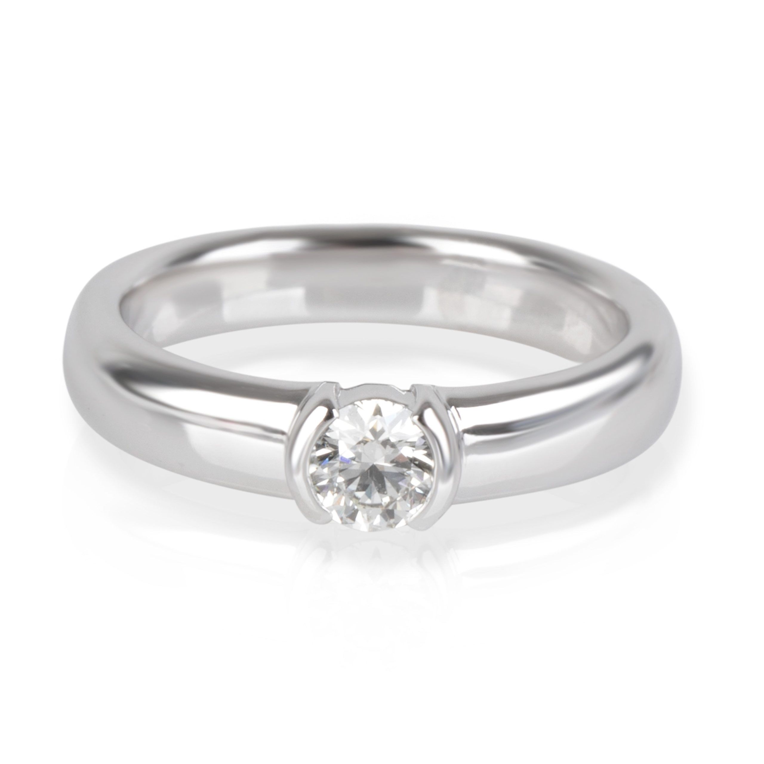 image of Tiffany Co Tiffany & Co. Semi-Bezel Diamond Ring In Platinum I Vs2 0.32 Ctw in Gold, Women's