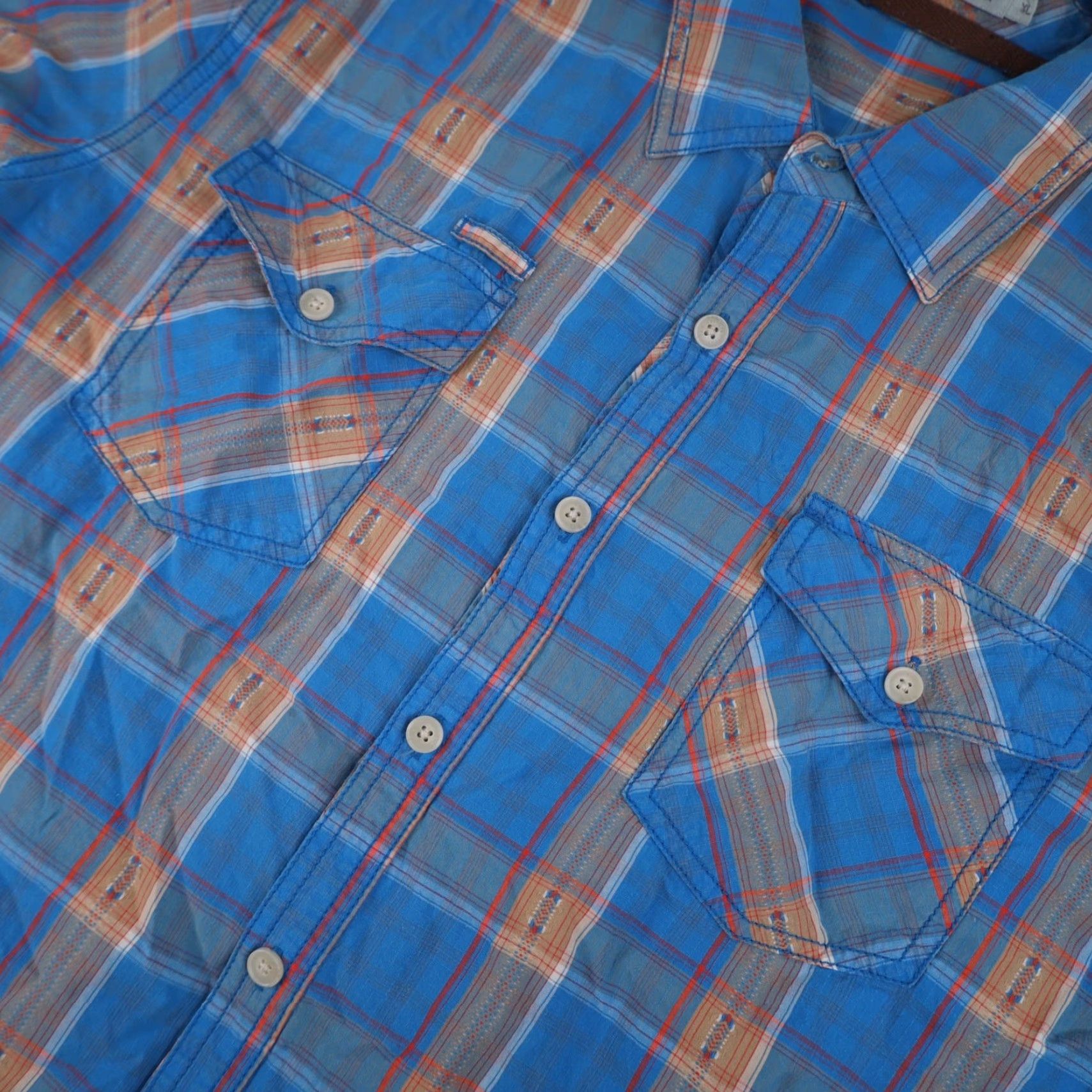 Gramicci VINTAGE Gramicci Mens XL Textured Design Adventure Shirt Blue Shirt Mens XL Blue Adventure Gramicci Size US XL / EU 56 / 4 - 4 Thumbnail