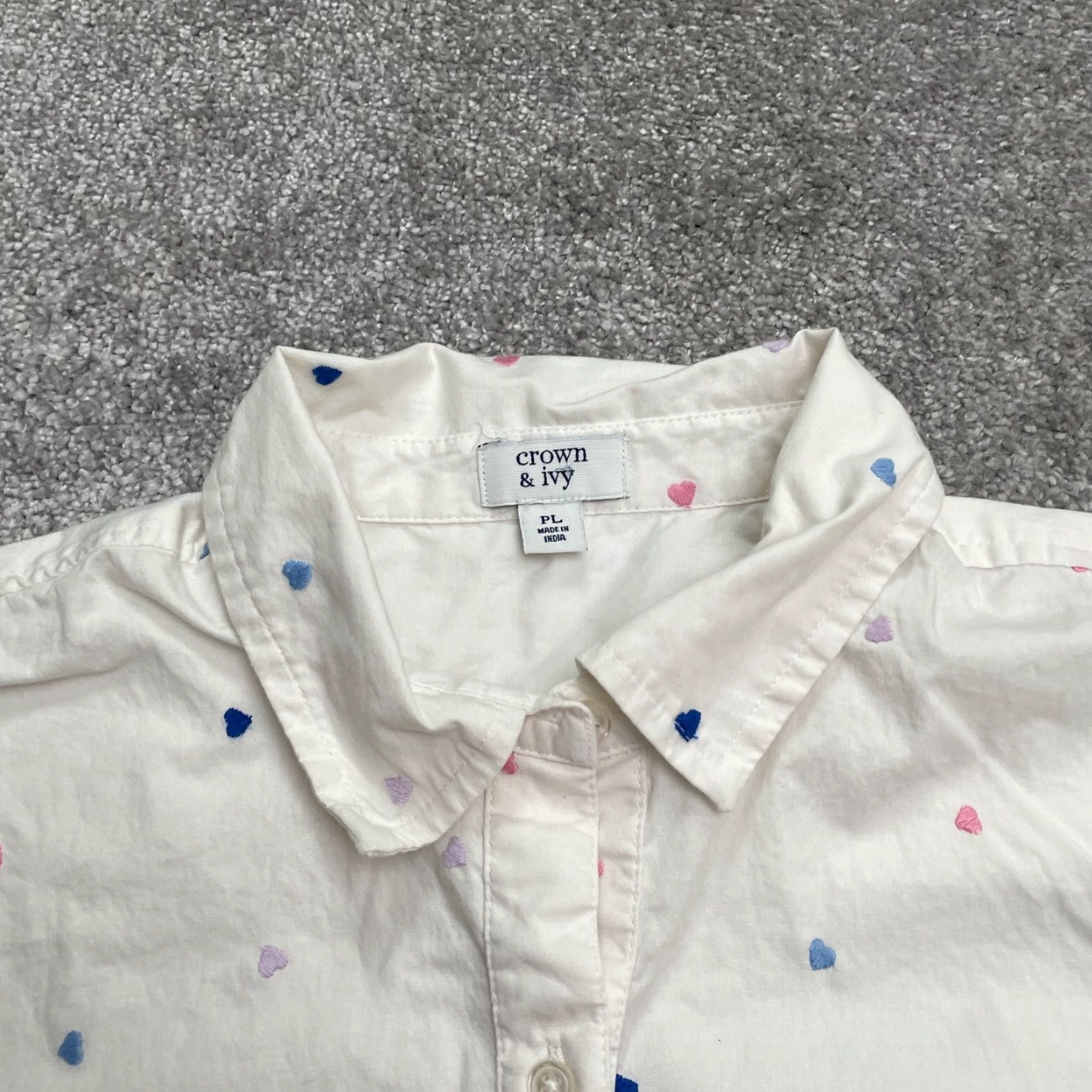 Vintage Crown & Ivy Button-Up Shirt Womens PL White Long Sleeve Heart Top Casual Shirt Womens XL? Size L / US 10 / IT 46 - 3 Thumbnail