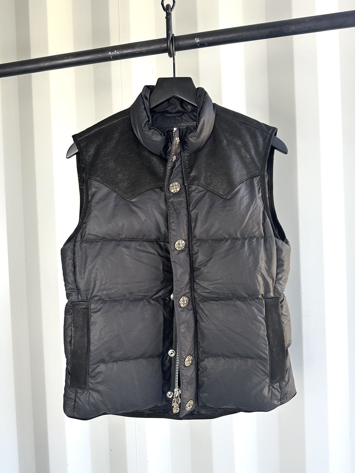 Chrome Hearts Down Puffer Vest Leather Detail | Grailed