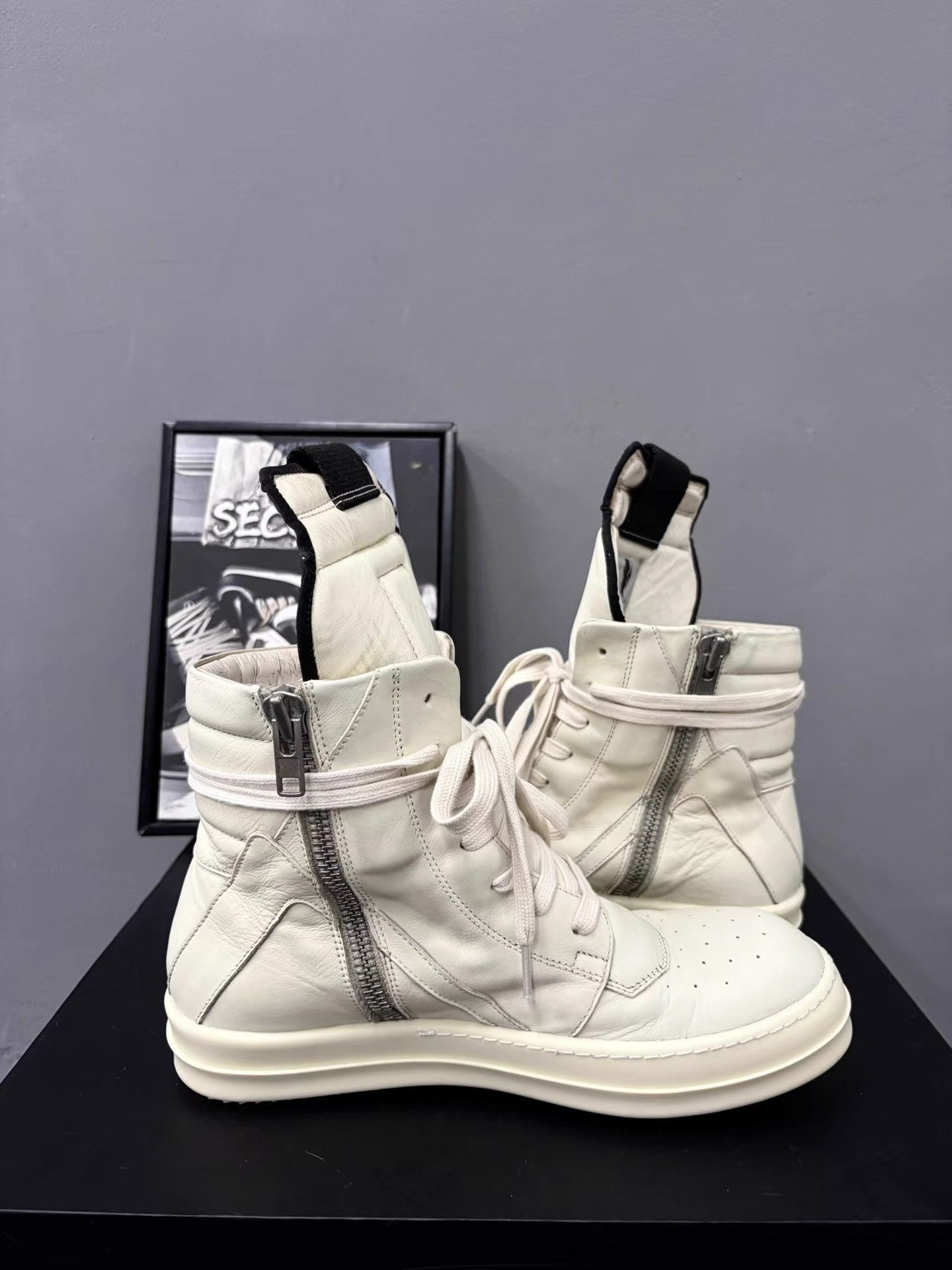 Rick Owens Rick Owens White Geobasket Sneakers K34 Size US 7.5 / EU 40-41 - 6 Thumbnail